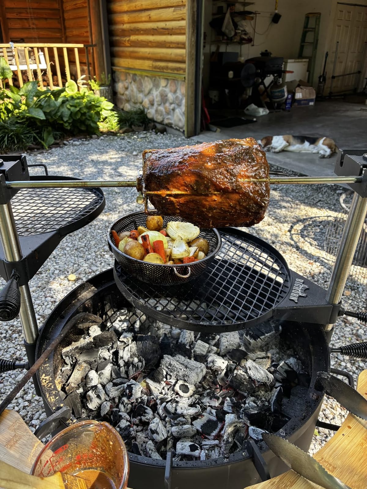 BIG HORN Santa Maria Grill, Portable Argentinian Parrilla with Adjustable Height & 360 Rotating Grates, Charcoal Open Fire BBQ Grill with Rotisserie for Camping, Patio & Backyard customer photo 1