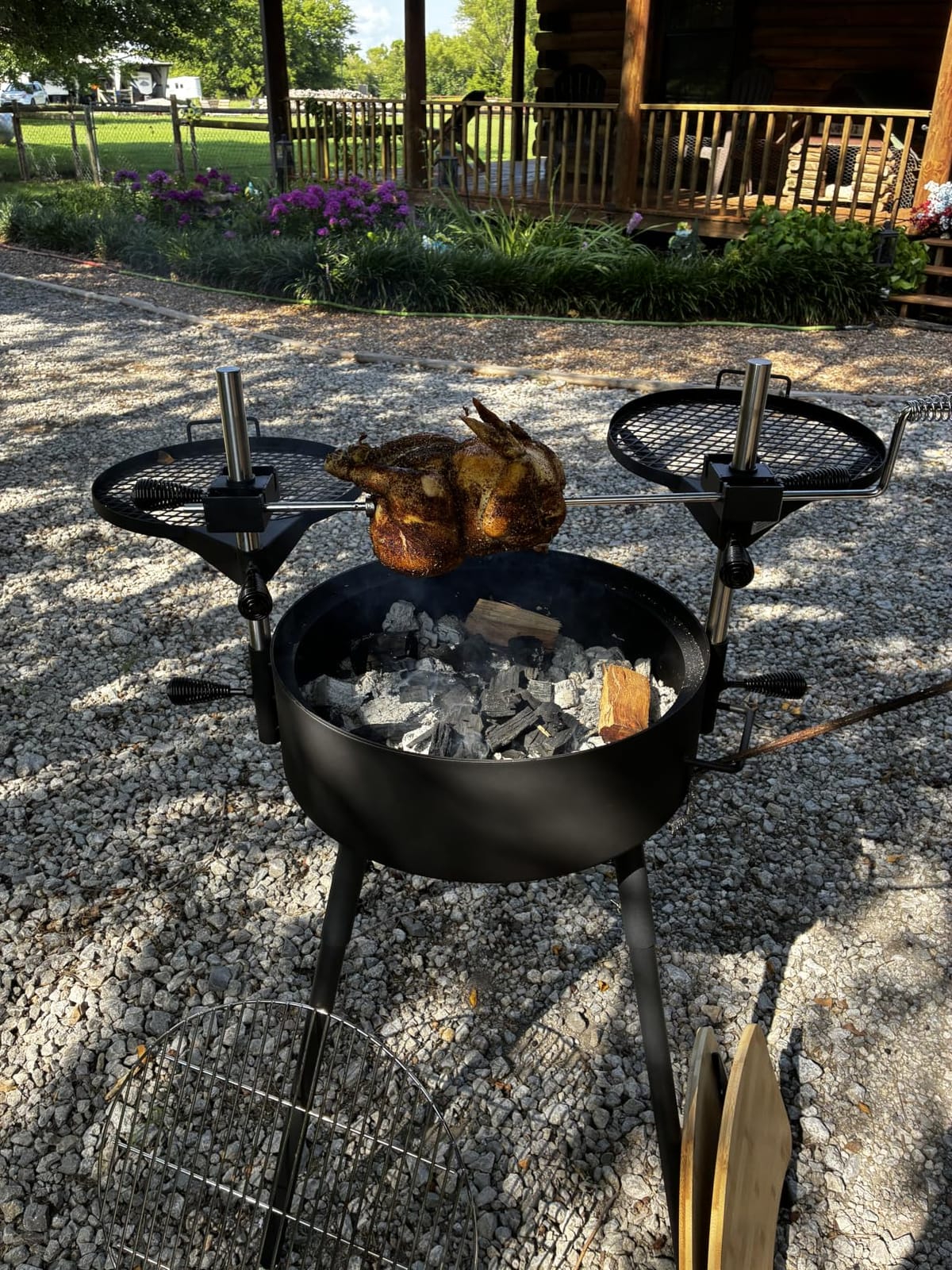 BIG HORN Santa Maria Grill, Portable Argentinian Parrilla with Adjustable Height & 360 Rotating Grates, Charcoal Open Fire BBQ Grill with Rotisserie for Camping, Patio & Backyard customer photo 2