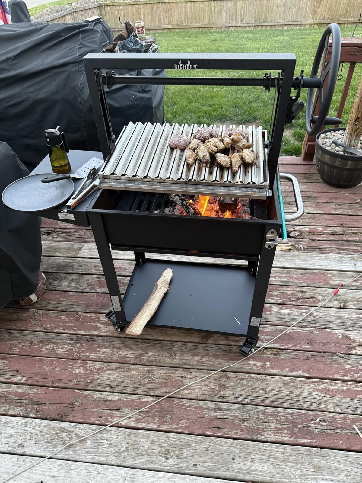BIG HORN Santa Maria Grill, Argentine Parrilla Grill with Adjustable Height Grate, Wood Fire & Charcoal BBQ Grill, Large Outdoor Open Fire Grill with Storage for Patio & Backyard customer photo 2
