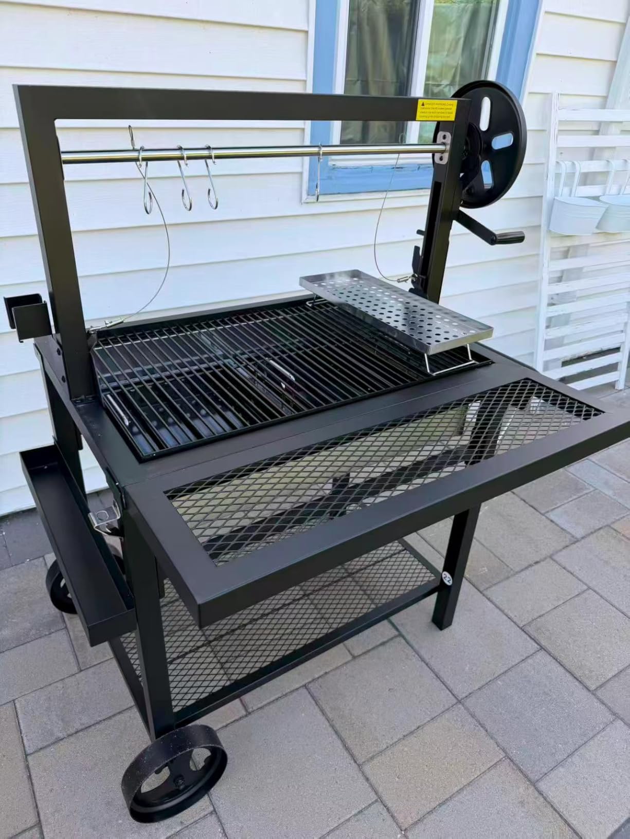 Argentine Santa Maria Grill with Adjustable Height Grates for Outdoor Grill | Wood Fire & Charcoal BBQ Grill, Argentinian Open Fire Grill with S-Hooks and Foldable Front Table, Authentic Gaucho Grilling customer photo 1