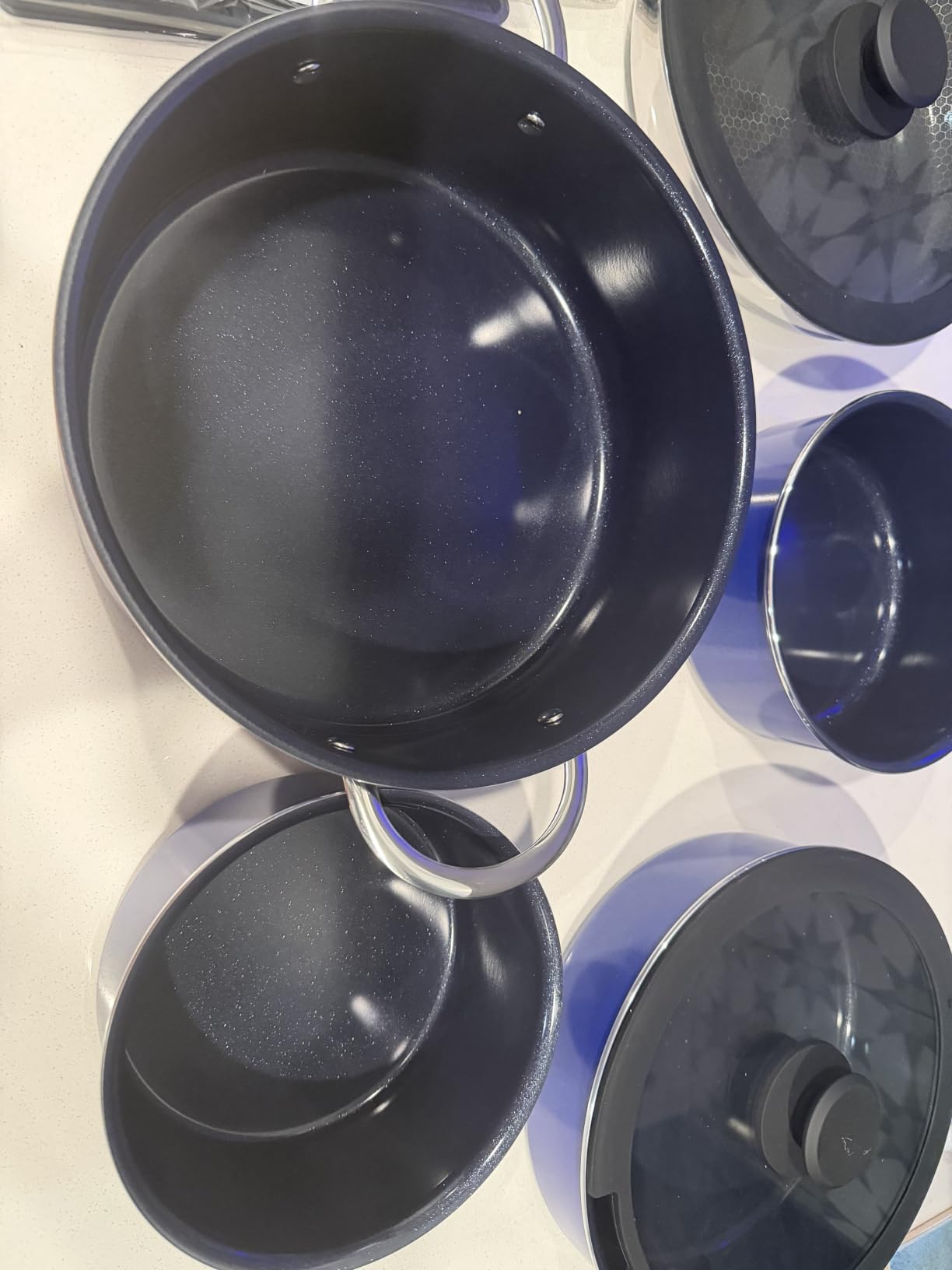 DUXANO Ceramic Pots and Pans Set Non Stick, 2026 Upgraded Hybrid Frypan, 1.5&2 QT Saucepans with Lid, Oil-less Cooking, PFAS Free Non Toxic, Induction Ready, Oven&Dishwasher Safe, Removable Handle, 12PC customer photo 2