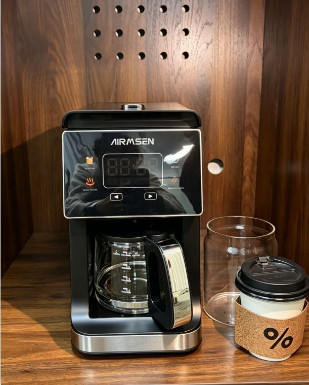 AIRMSEN Grind & Brew Coffee Maker with Built-In Grinder 5-Cup | Drip Coffee Machine with 24H Programmable Timer, 3 Grind Settings, Fresh Ground Coffee Maker for Home & Office customer photo 1