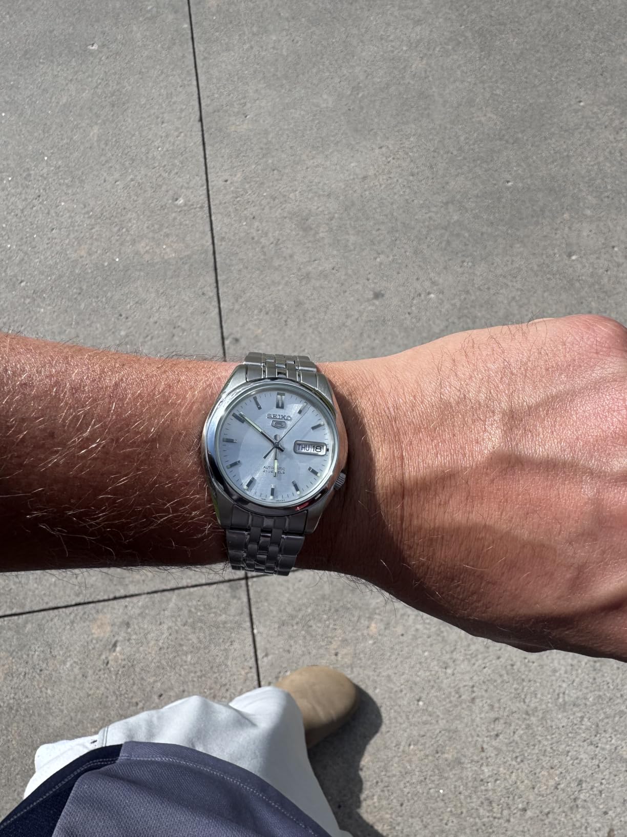 Seiko Men's SNK355K Seiko 5 Automatic Silver Dial Stainless Steel Watch customer photo 2