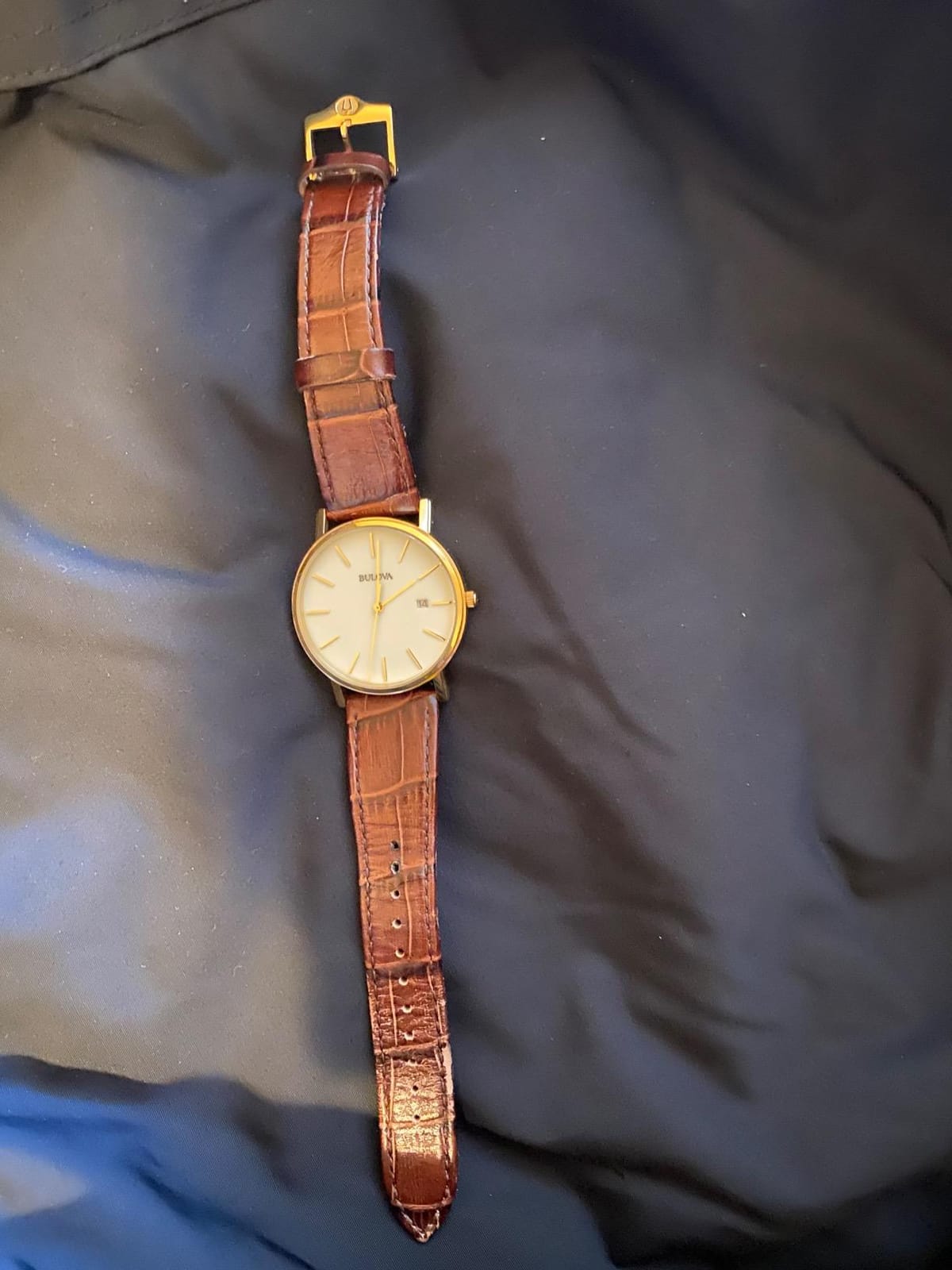 Bulova Men's Classic 3-Hand Calendar Date Quartz Leather Strap Watch, Buckle, 37mm customer photo 1