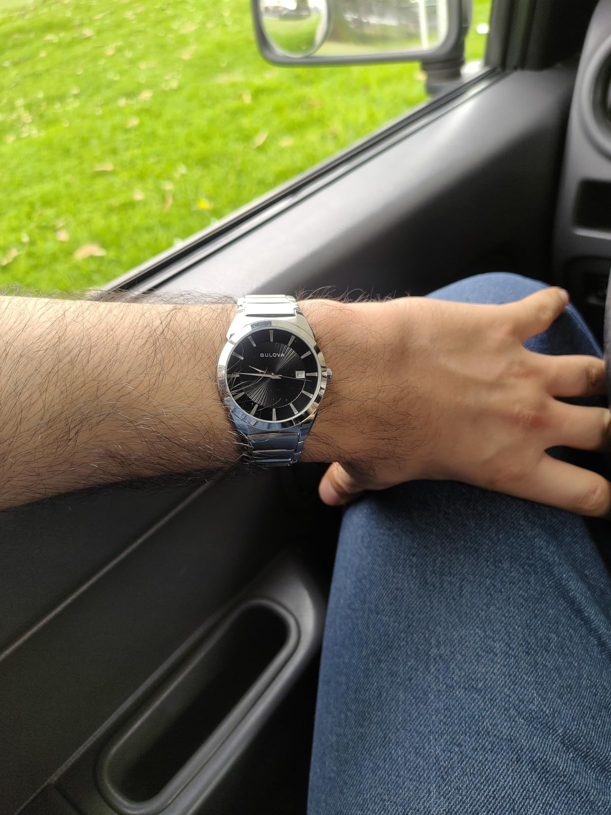Bulova Men's 3-Hand Calendar Date Quartz Watch, Patterned Dial, 38mm, Style: 96B149 customer photo 1