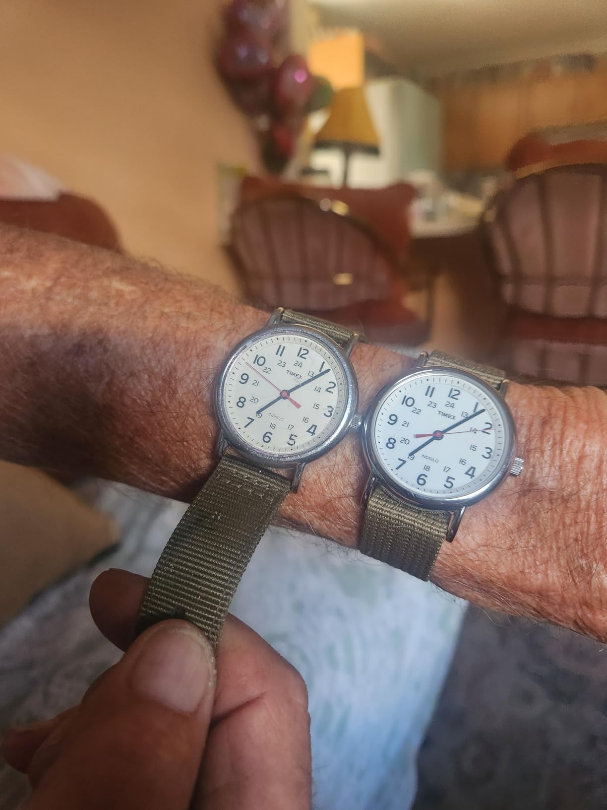 Timex Weekender 38mm Unisex Analog Watch | INDIGLO Backlight | Adjustable Durable Nylon Fabric Slip Through Strap | 24 Hour Time customer photo 2