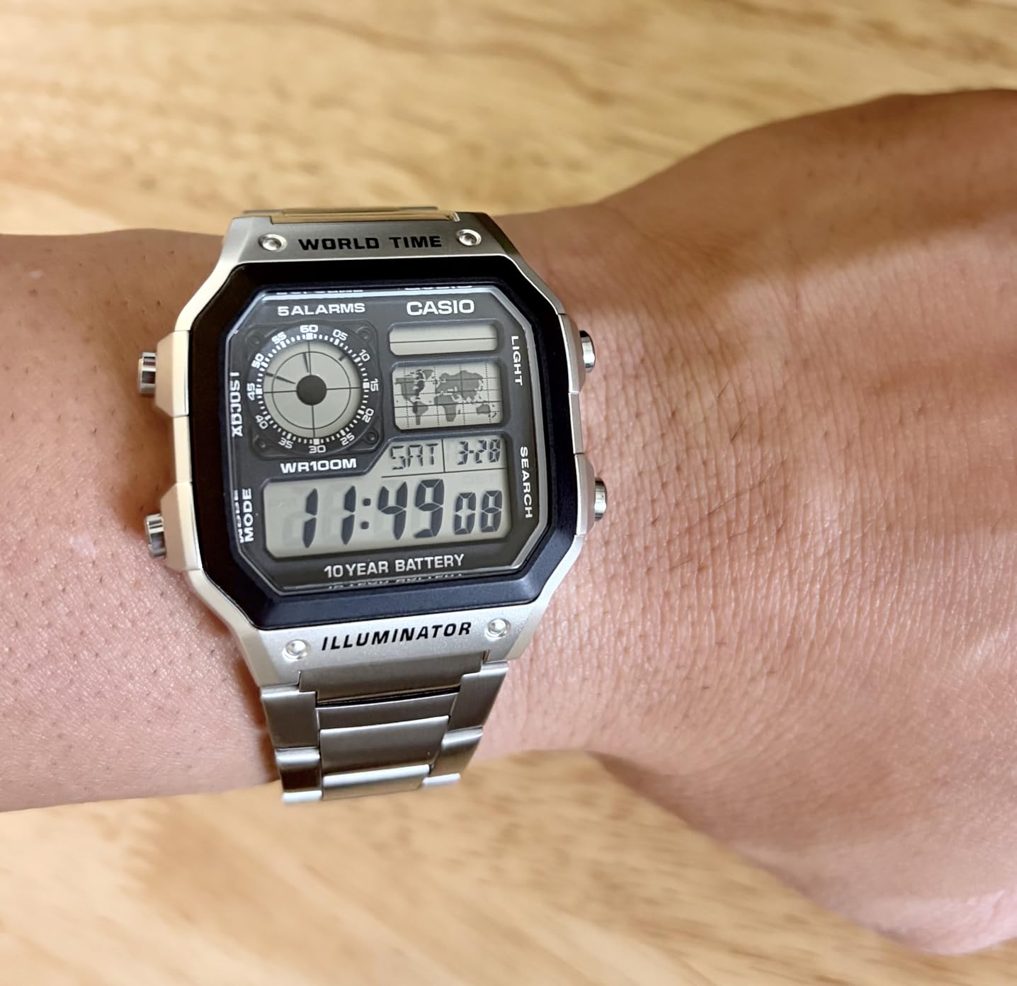 Casio AE1200WH Series | Men’s Digital Watch | 100M WR | Multi Alarms | 100 SEC Stopwatch | Countdown Timer | World Map for World Time | LED Light | LC Analog Display | 10 Year Battery customer photo 1