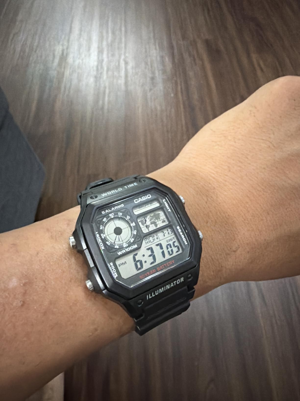 Casio AE1200WH Series | Men’s Digital Watch | 100M WR | Multi Alarms | 100 SEC Stopwatch | Countdown Timer | World Map for World Time | LED Light | LC Analog Display | 10 Year Battery customer photo 2