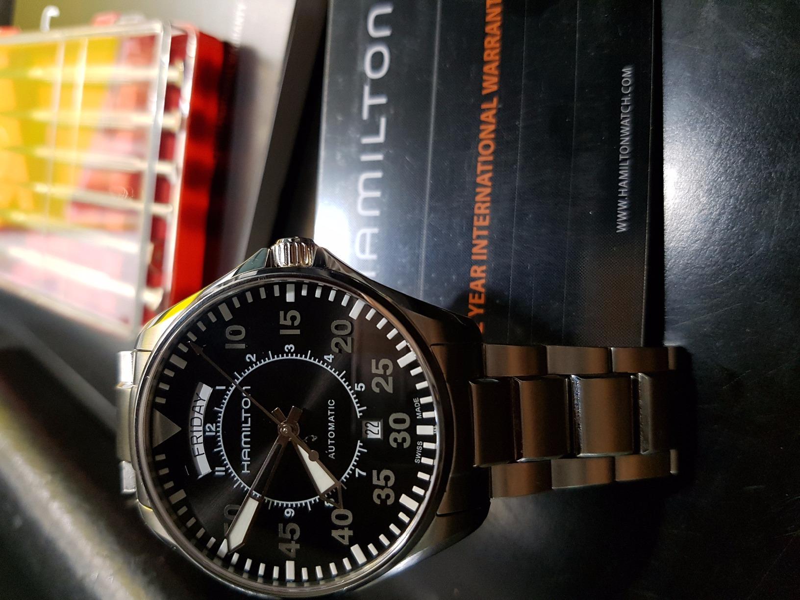Hamilton Khaki Aviation Automatic Men's Watch, 42mm Stainless Steel Case, Swiss Made, Black Dial Analog Wrist Watch for Men, 100m Waterproof, Sapphire Crystal, Stainless Steel Strap customer photo 1