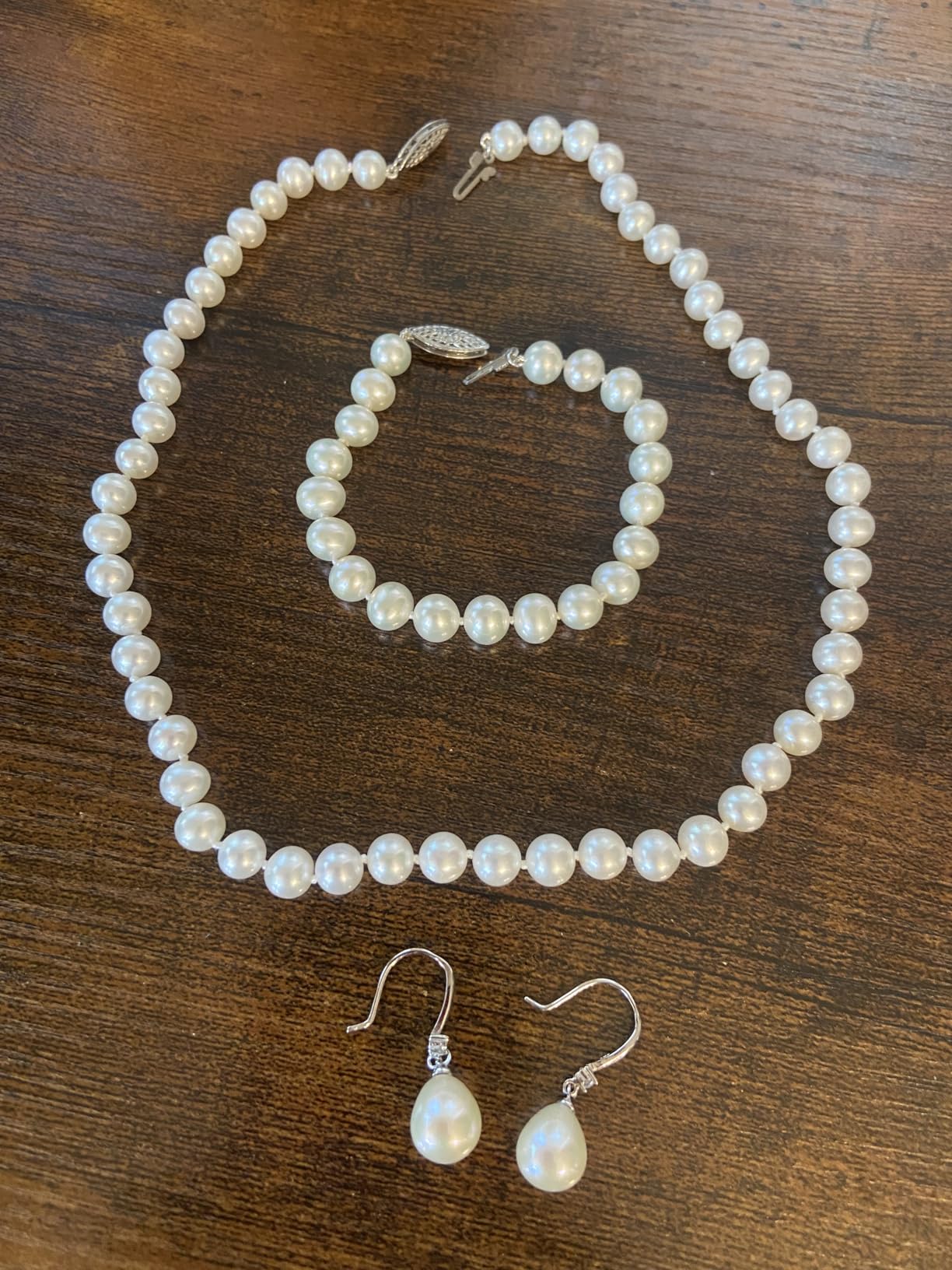 The Pearl Source Real White Freshwater Pearl Necklace for Women, AAA Genuine Cultured Freshwater Pearls, Fine Jewelry Gift customer photo 1