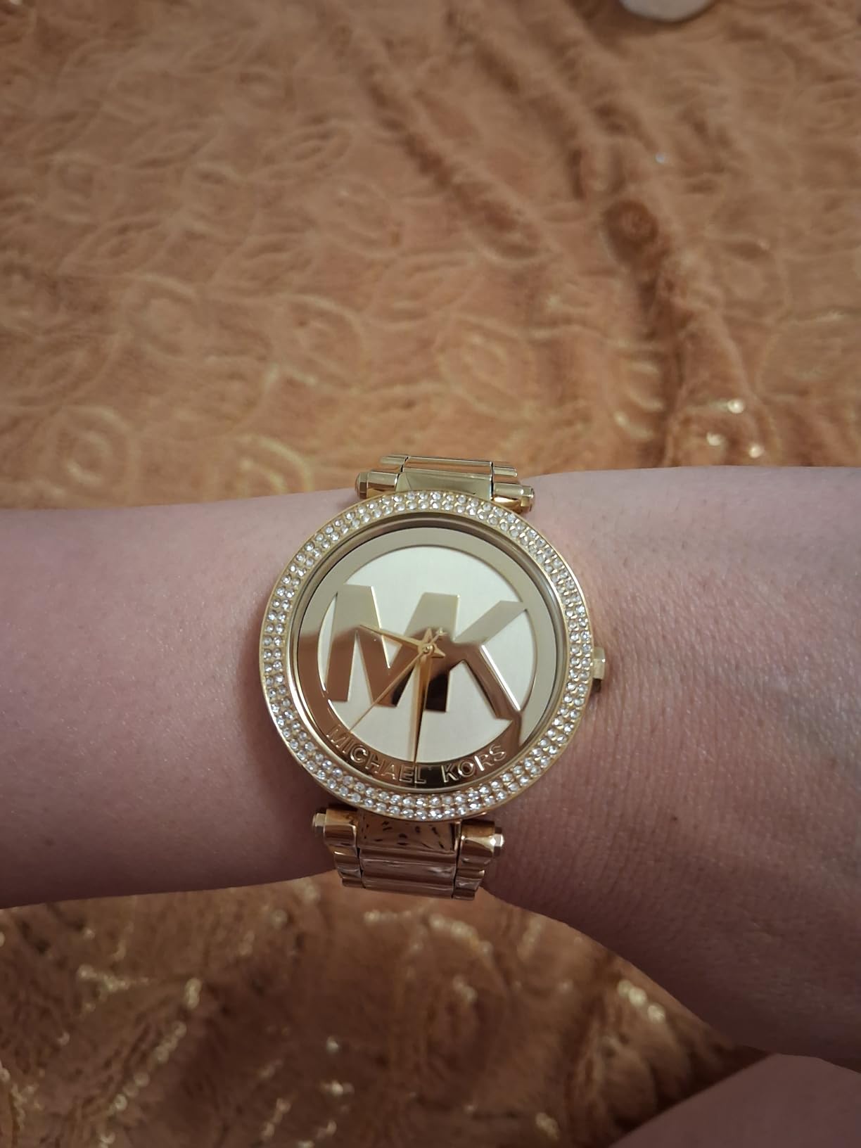 Michael Kors Parker Women's Stainless Steel and Pavé Crystal Watch with Steel, Leather, or Silicone Band customer photo 1