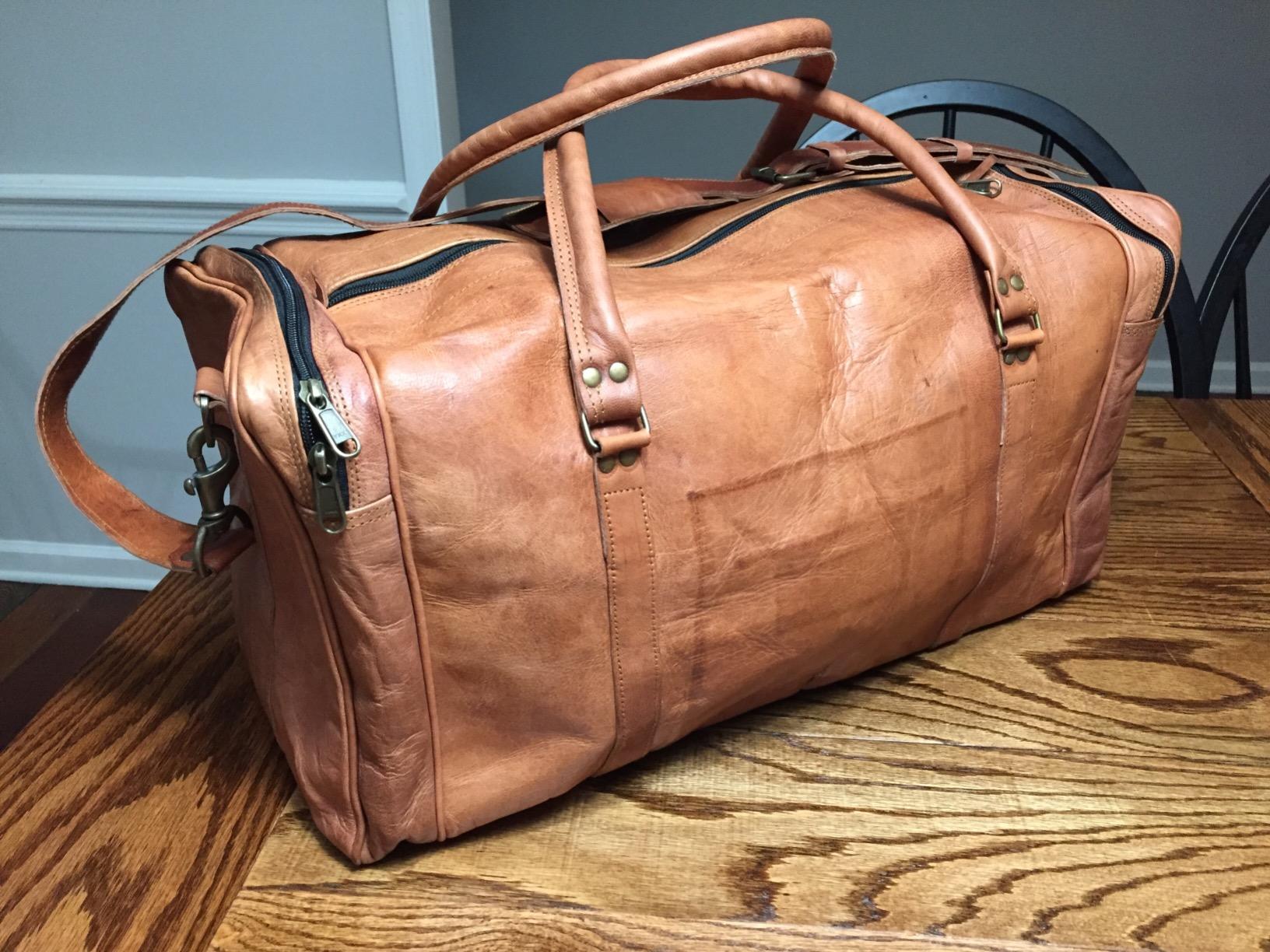 21 Inch Leather Travel Duffle Bag for Men & Women, Overnight Weekend Bag customer photo 1