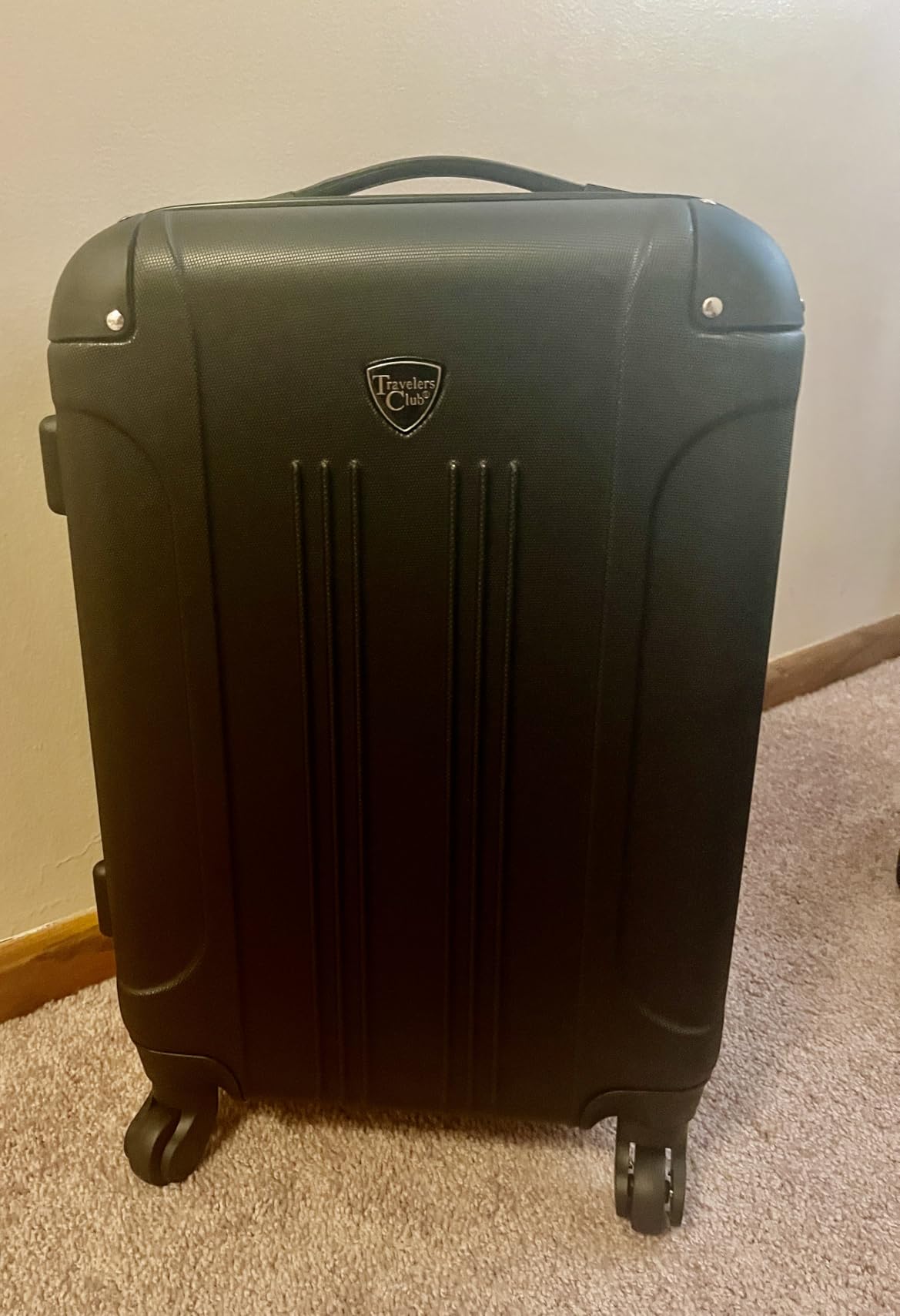 Travelers Club Chicago Hardside Expandable Spinner Luggage, Silver, 22