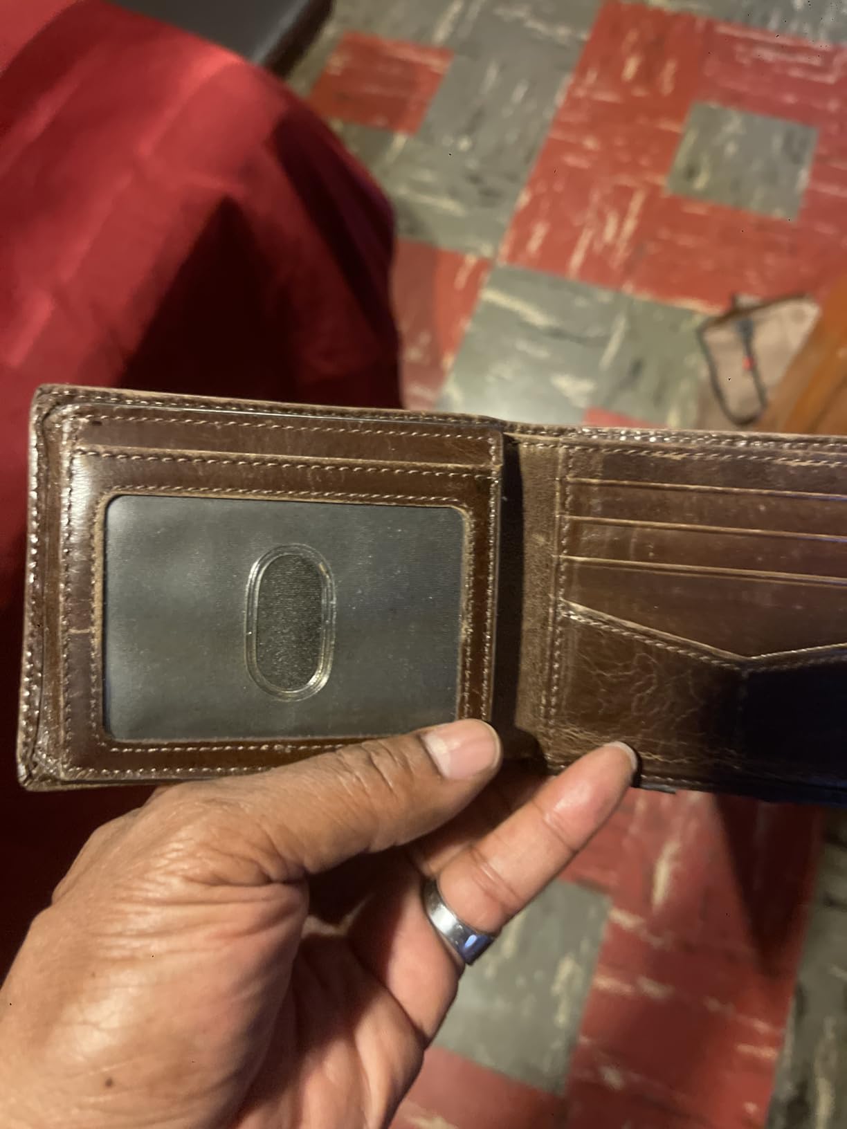 Fossil Men's Wallet, Derrick Leather RFID-Blocking Wallet, Bifold with Flip ID, Brown customer photo 1