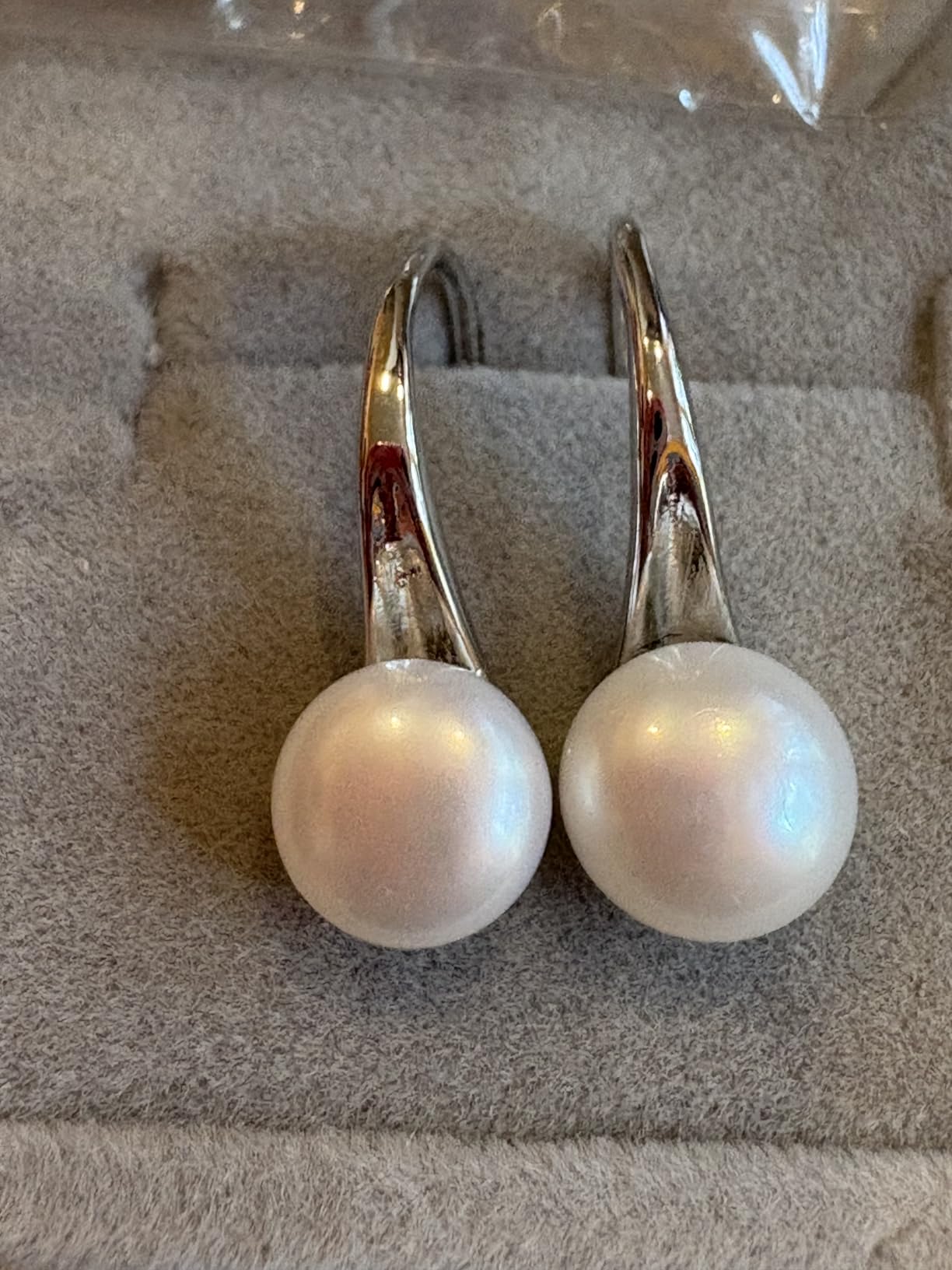 925 Sterling Silver Hoop Handpicked AAA+ Quality 7.5-8mm White Freshwater Cultured Pearl Dangle Drop Earrings Jewelry for Women customer photo 2