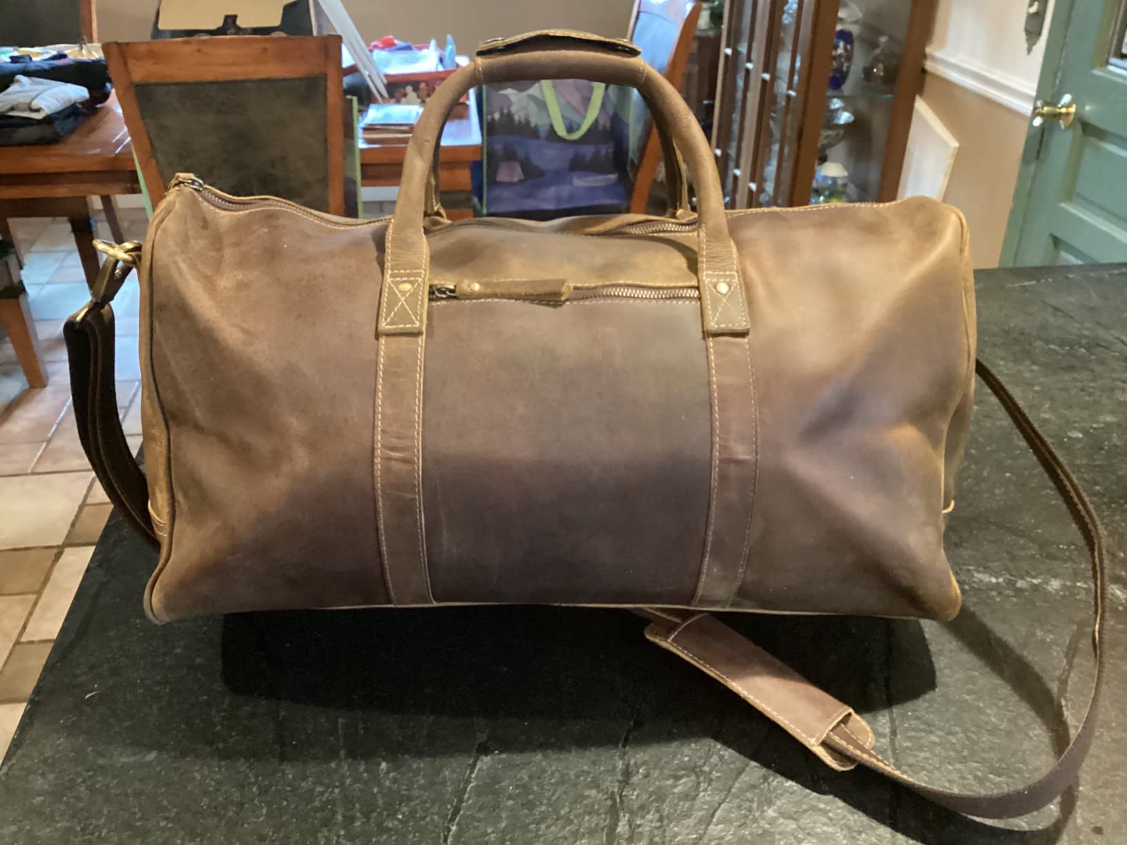 KomalC Leather Travel Duffle Bag, Cabin Carry-On for Men & Women customer photo 1