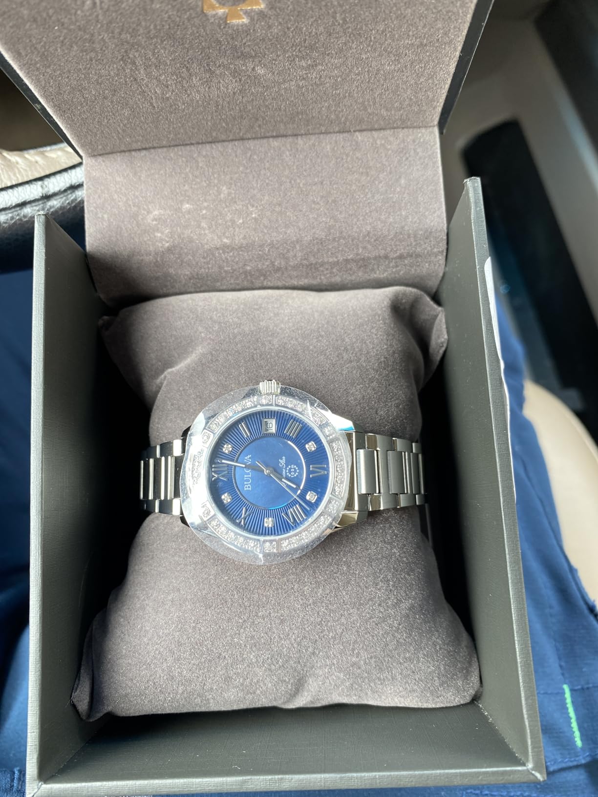 Bulova Ladies' Marine Star 'Series L' 3-Hand Day Date Quartz Diamond Watch, Sapphire Crystal, 100M Water Resistant, Mother-of-Pearl Dial, 34mm customer photo 2