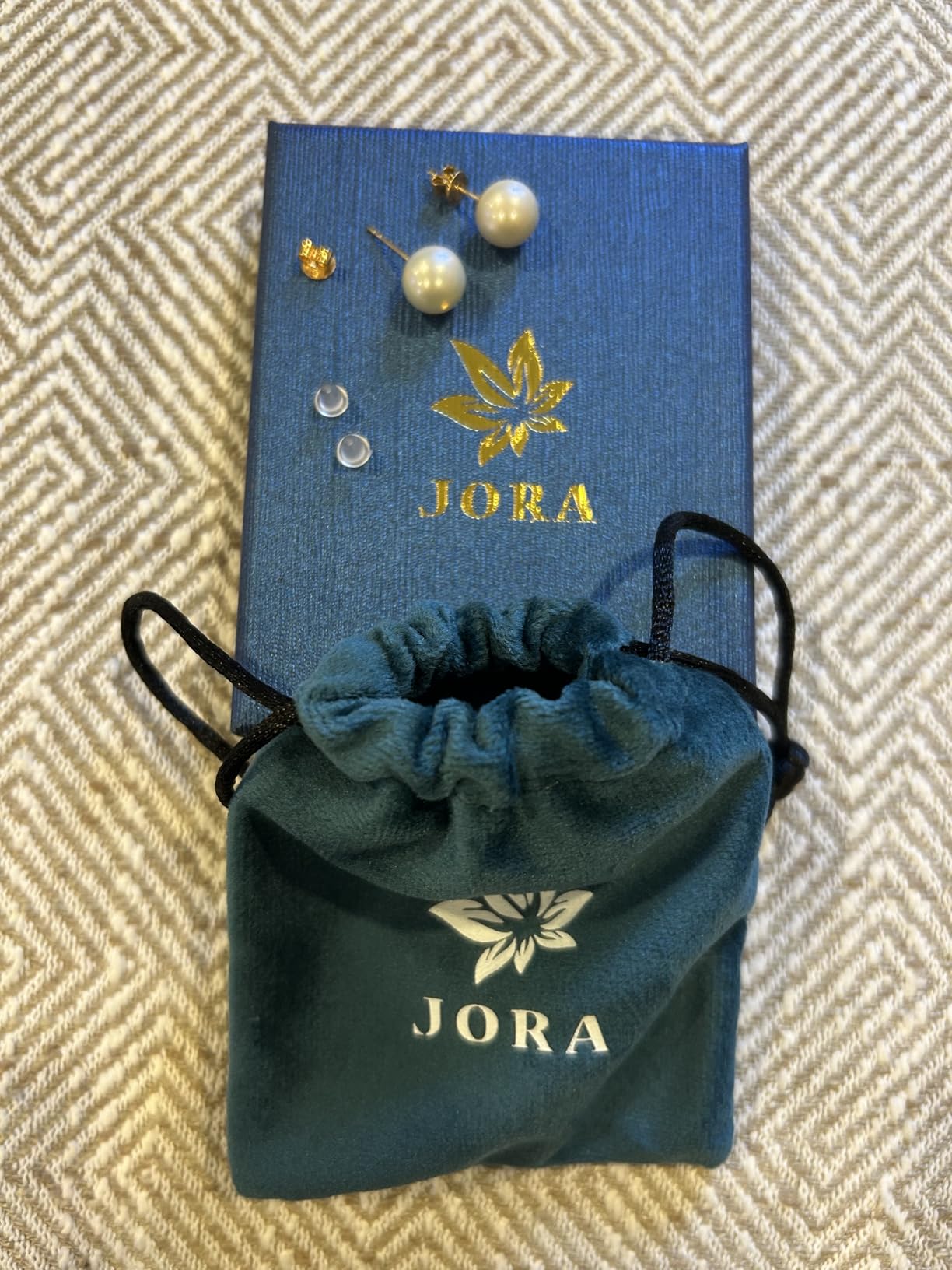 JORA 14K Gold Round White Freshwater Cultured Pearl Stud Earrings for Women - AAAA Quality customer photo 1