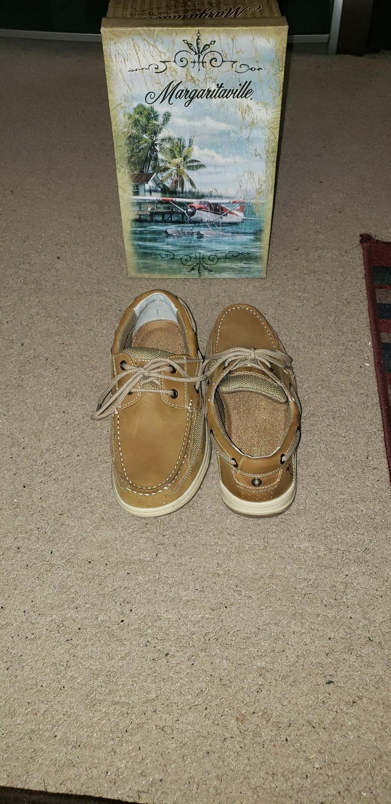 Margaritaville Mens Anchor Lace Boat Shoe, Light Tan, 9.5 US customer photo 1