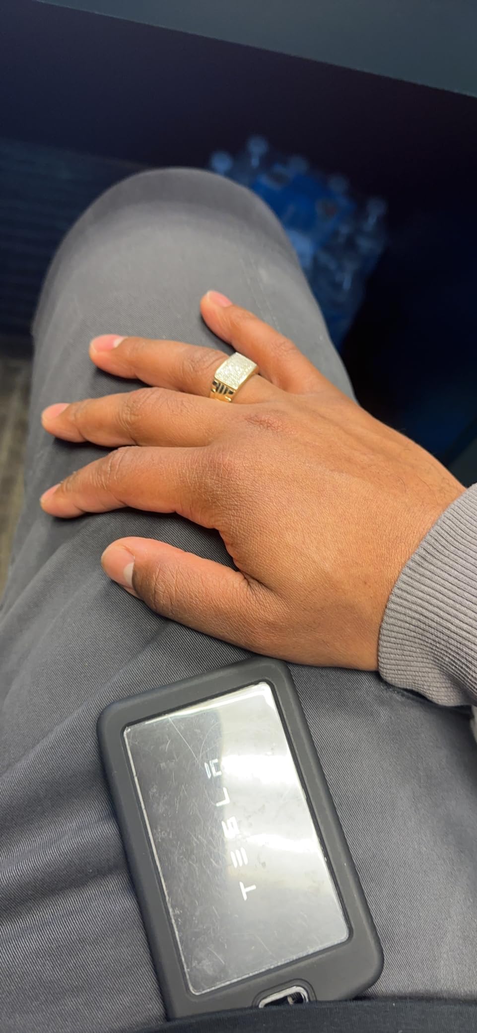 Gem Stone King White Diamond Ring For Men | 10K Yellow Gold customer photo 2