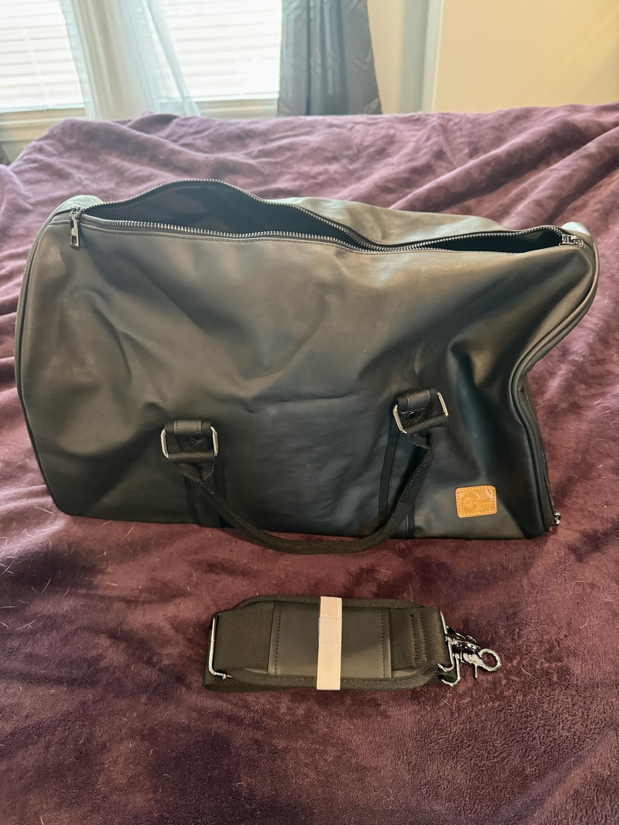 Leather Travel Bag with Shoe Pouch, Waterproof Weekender Overnight Bag, Carry On Duffel Bag for Men Women-Black customer photo 2