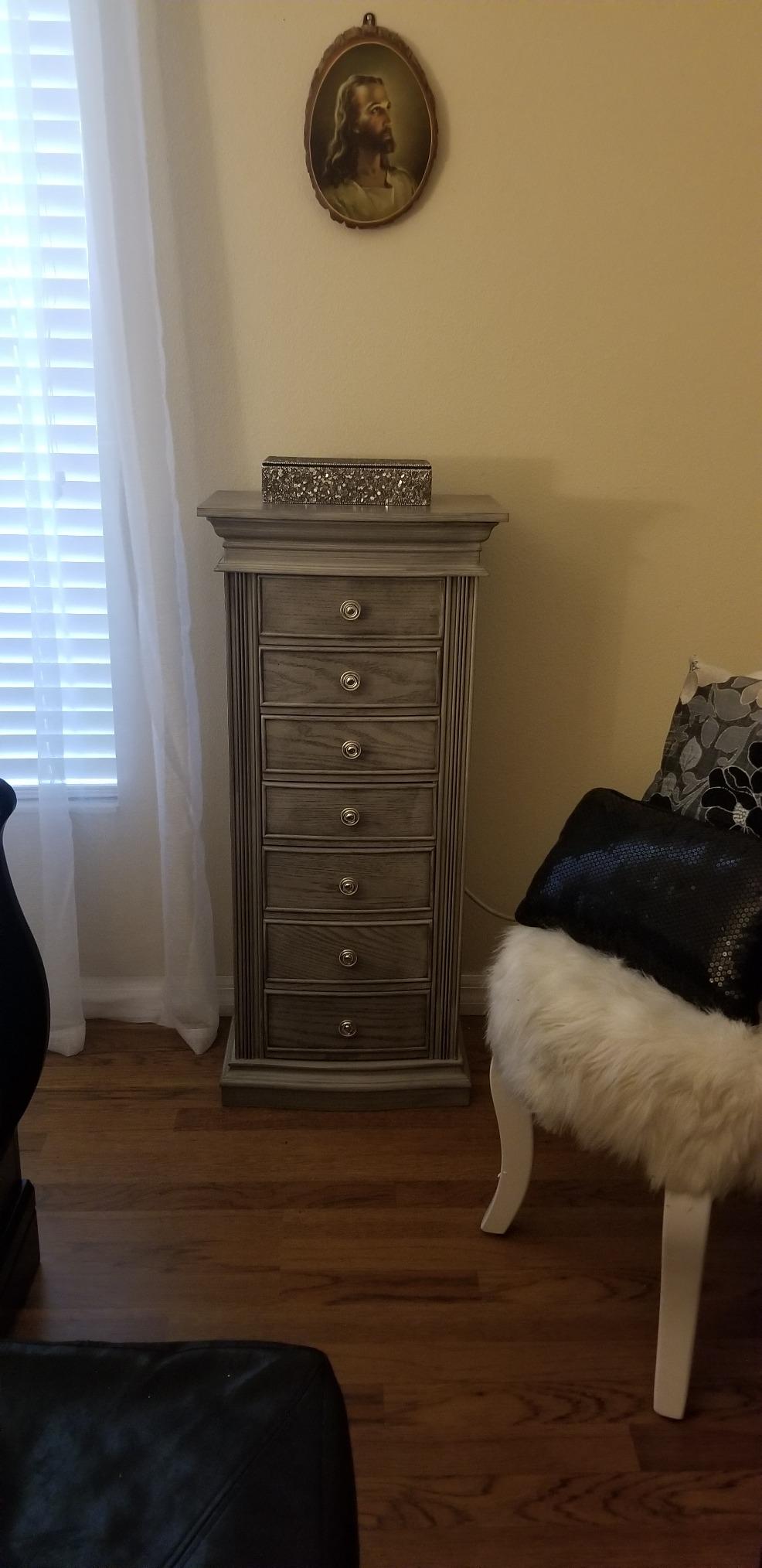 Hives and Honey Luke Standing Jewelry Armoire - Large 7-Drawer Wooden Organizer with Mirror, Side Doors, and Anti-Tarnish Lining customer photo 1
