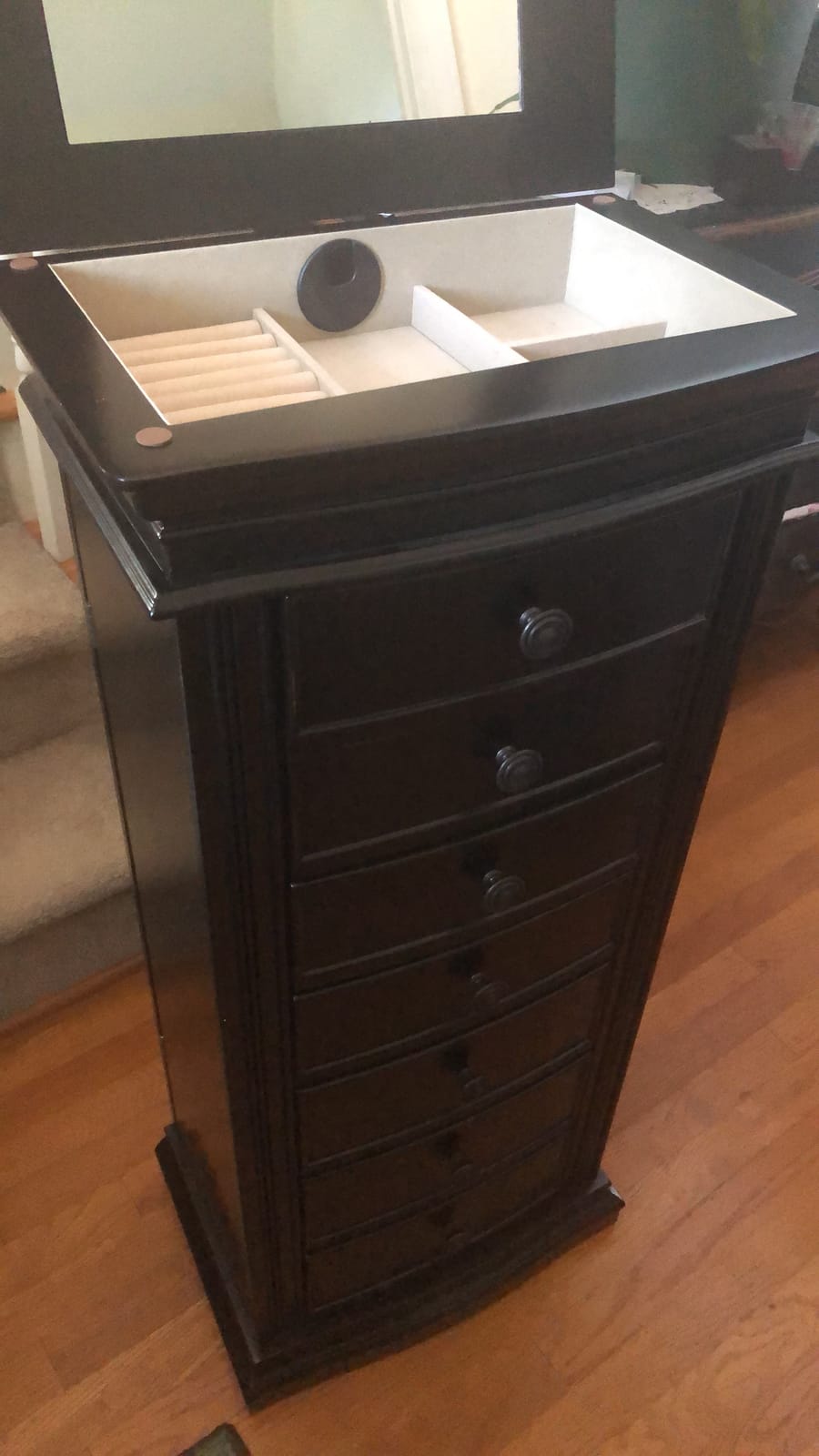 Hives and Honey Luke Standing Jewelry Armoire - Large 7-Drawer Wooden Organizer with Mirror, Side Doors, and Anti-Tarnish Lining customer photo 2