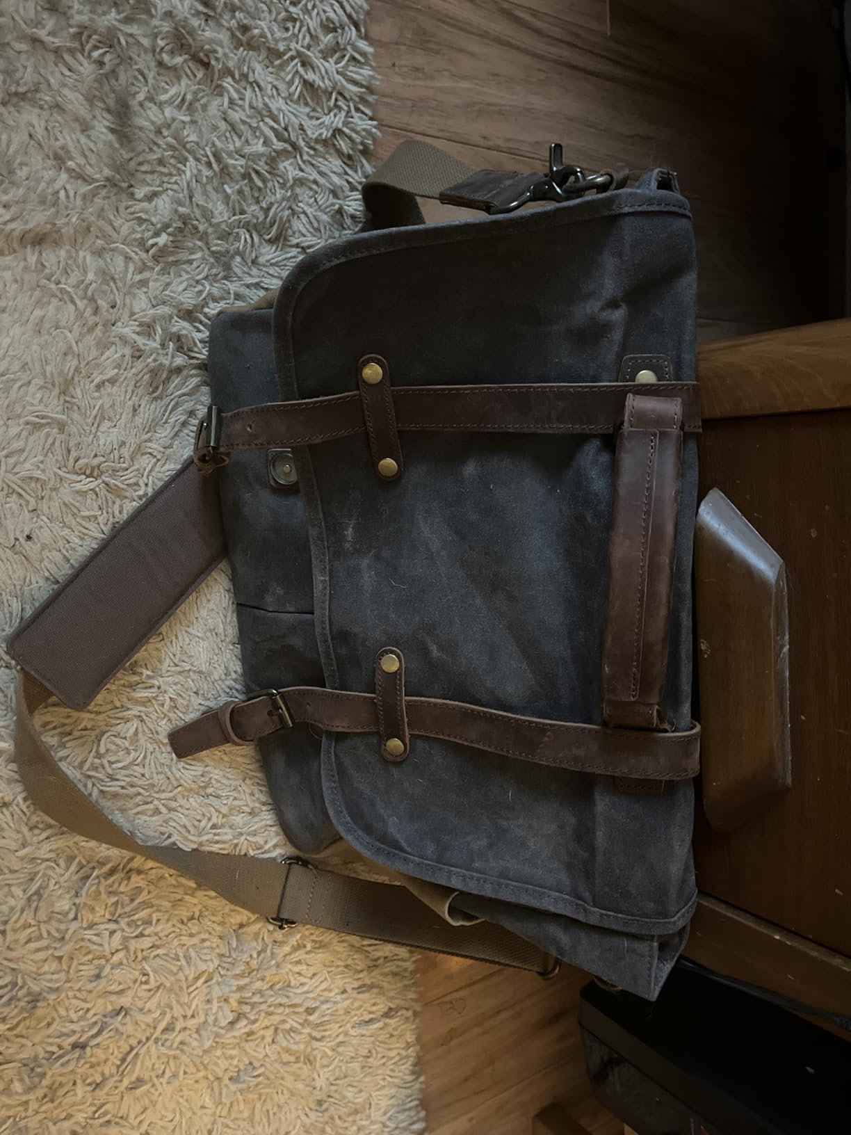NEWHEY Mens Messenger Bag 15.6 Inch Business Office Work Briefcase Brown customer photo 1