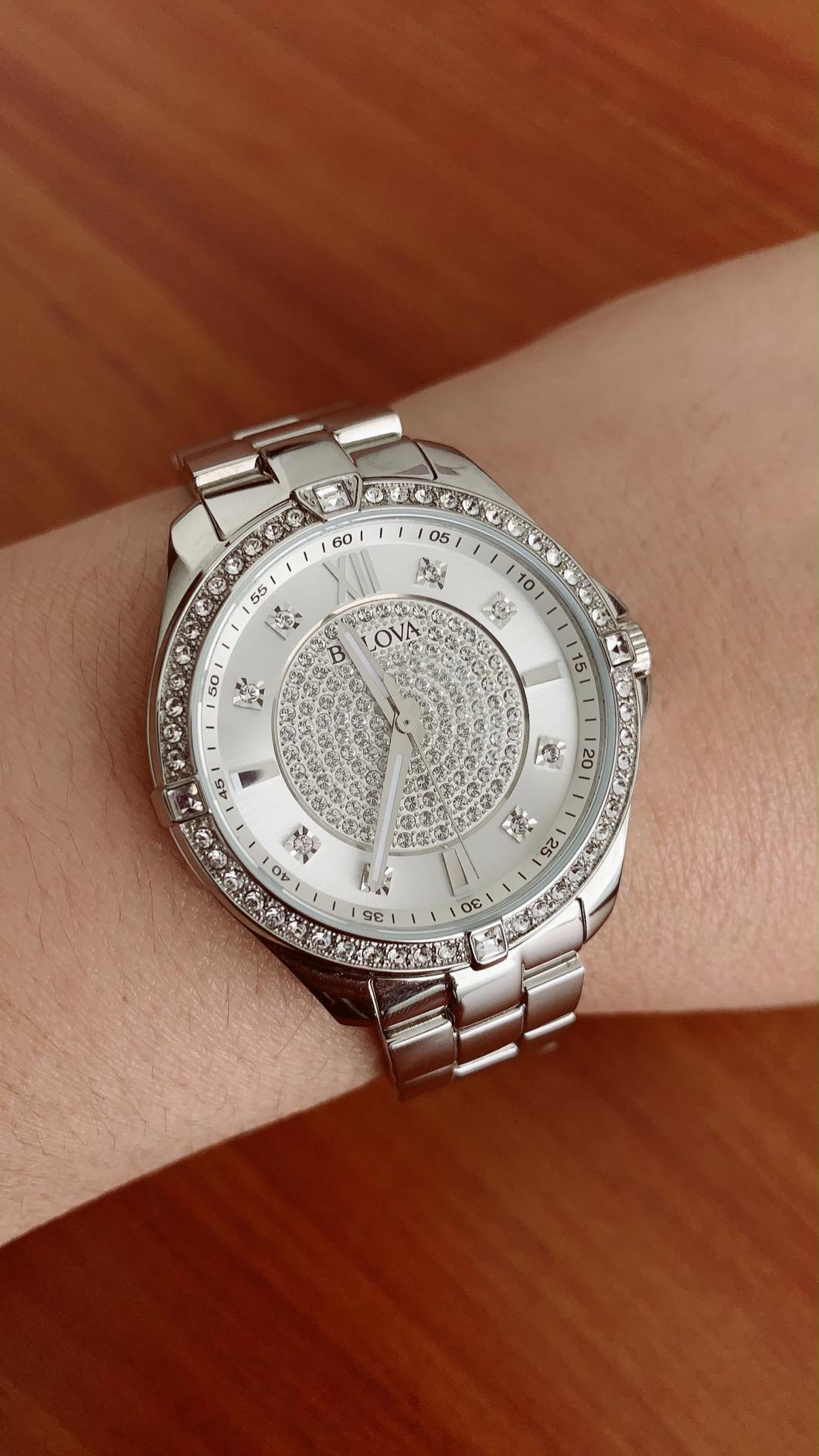Bulova Ladies' Classic Crystal Stainless Steel 2-Hand Quartz Watch, Pave Dial Style: 96L236 customer photo 2