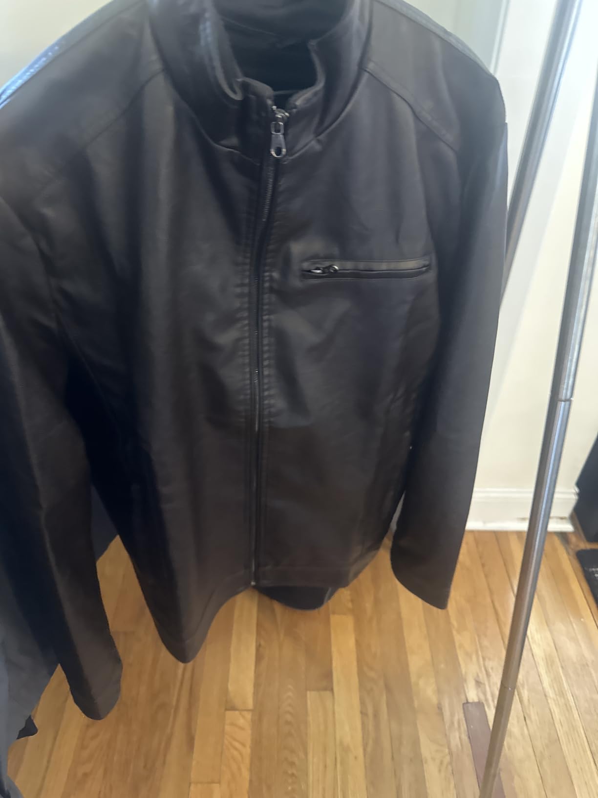 WULFUL Men's Stand Collar Leather Jacket Motorcycle Lightweight Faux Leather Outwear customer photo 1
