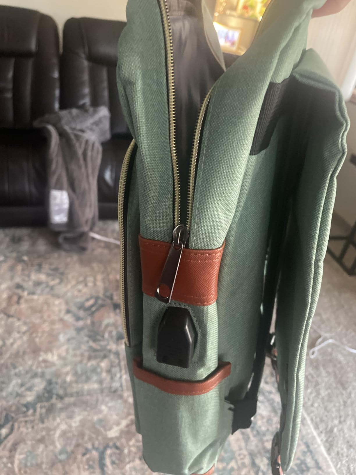 Mancio Vintage Laptop Backpack with USB Charging Port, Slim Tear Resistant Business Backpack for Travelling, College, Casual Daypacks for Men,Women, Fits up to 15.6Inch Notebook, Green customer photo 2