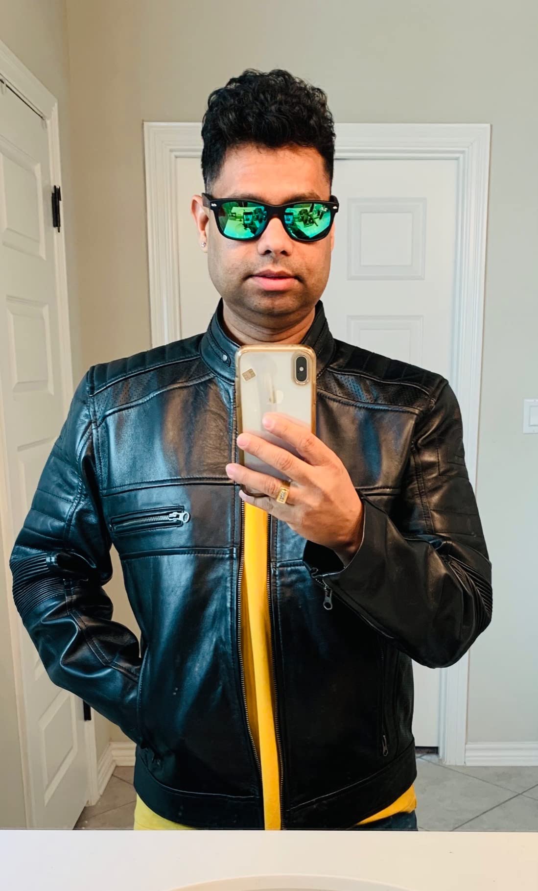 Decrum Real Lambskin Cafe Racer Leather Jacket Men Motorcycle Style customer photo 1