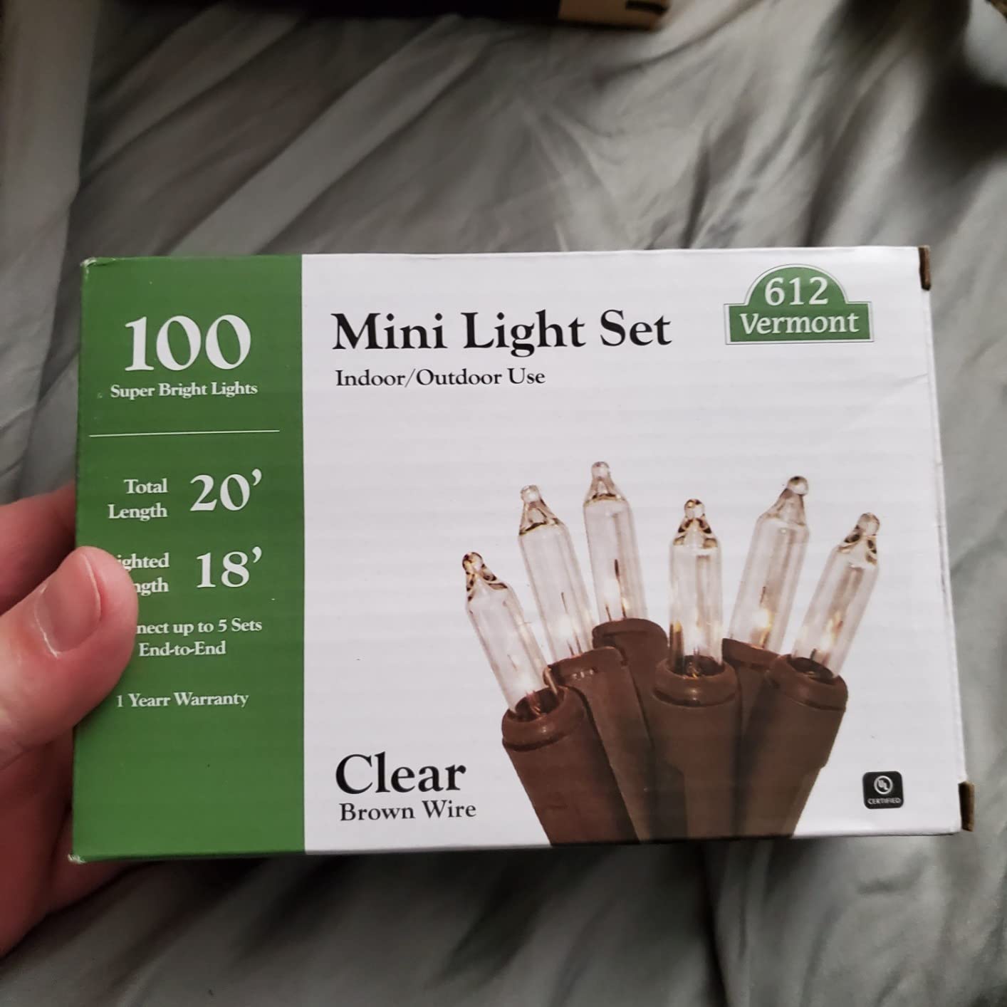 612 Vermont 100 Clear Incandescent Christmas String Lights Brown Wire Cord customer photo 2