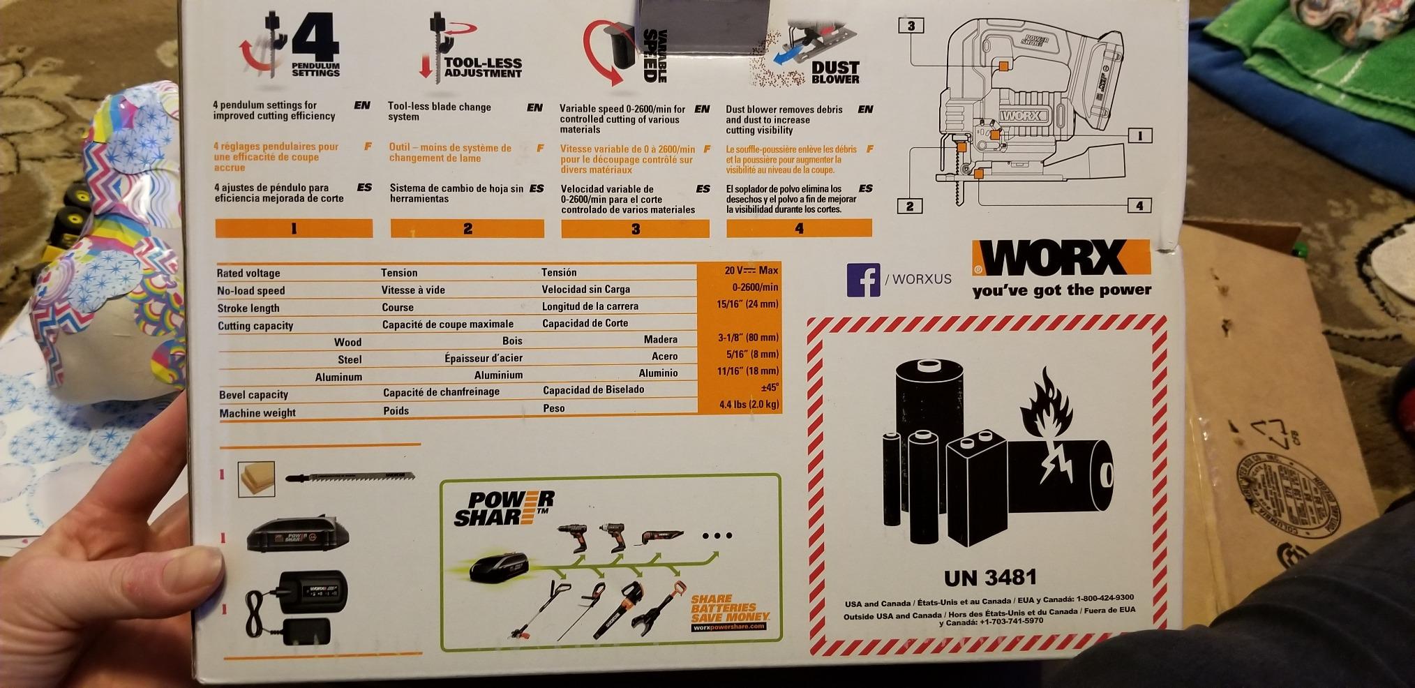 WORX Cordless Jigsaw, 20V, WX543L customer photo 1