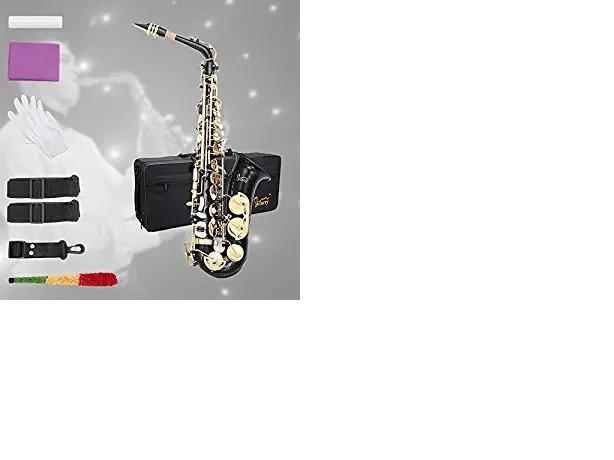 Glarry Student Alto Eb E-flat SAX Saxophone Gold Lacquer SAX Beginners Kit with Case, Reeds，Mouth Piece, Soft Cleaning Cloth and Rod，Gloves (Black) customer photo 2