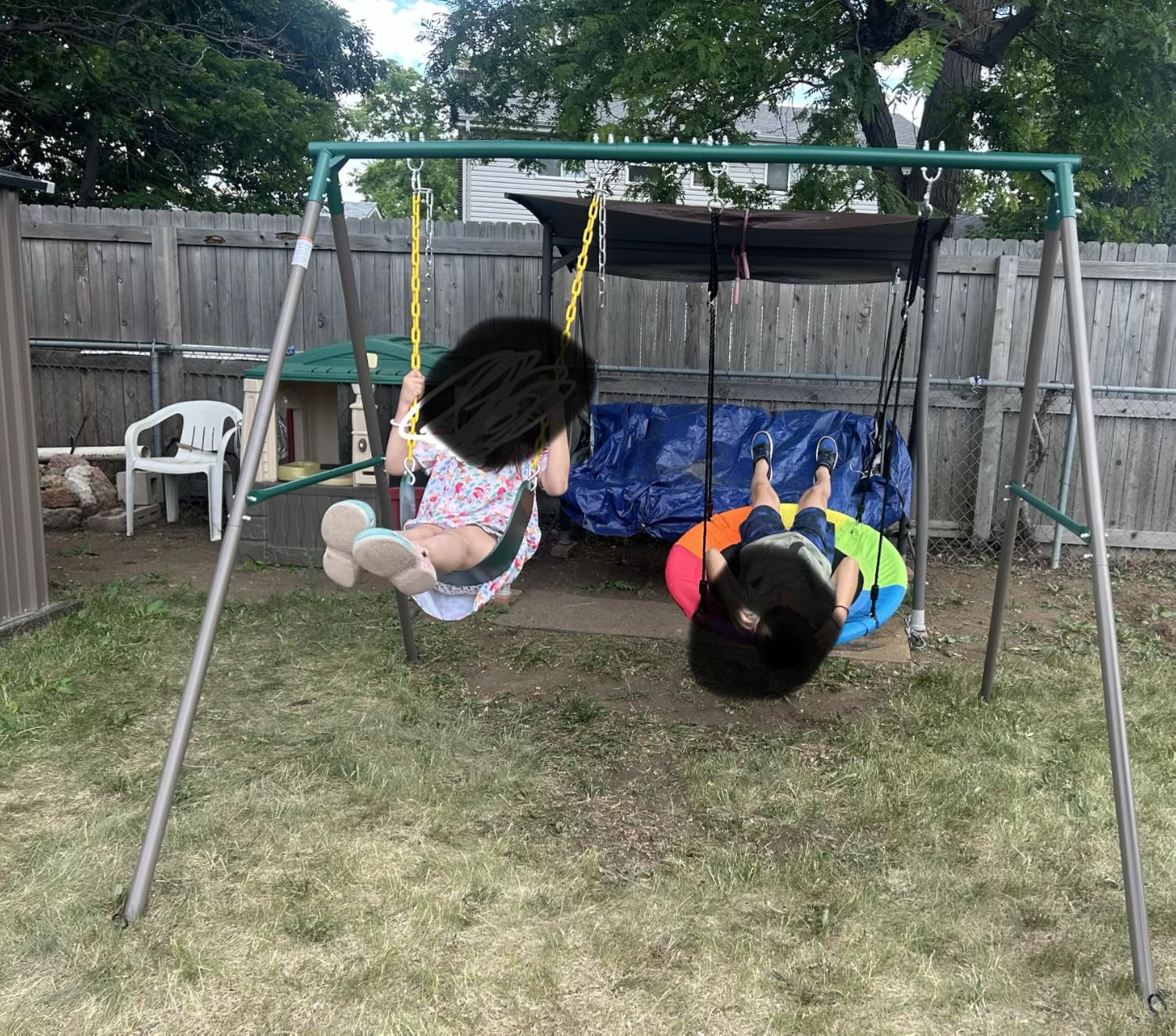 Trekassy 440lbs Swing Sets for Backyard, 2 Seat Saucer & Belt Swing - Green customer photo 1