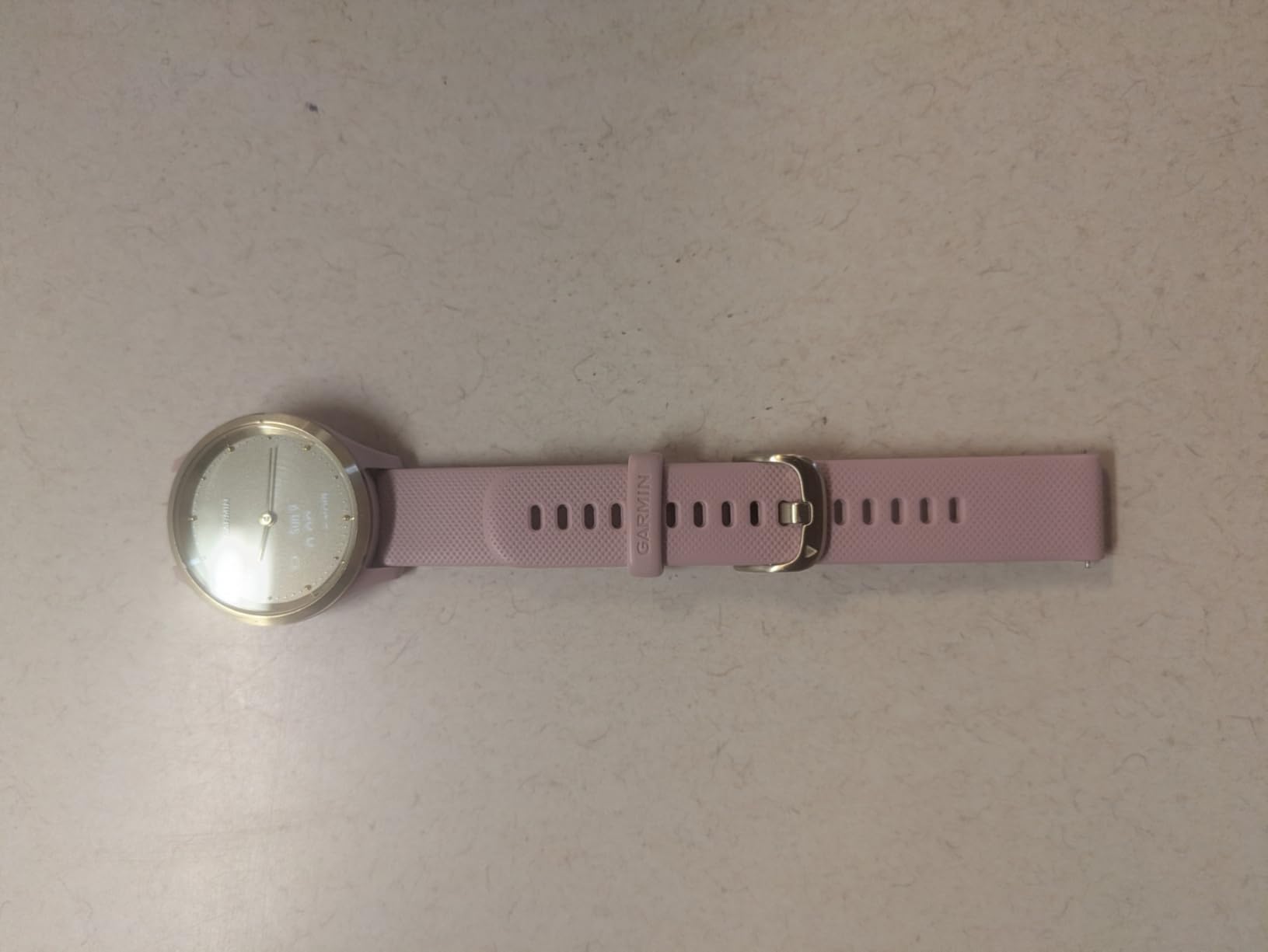 Garmin vivomove 3s, Smaller-Sized Hybrid Smartwatch with Real Watch Hands and Hidden Touchscreen Display, Light Gold with Rose Case and Band (Renewed) customer photo 1