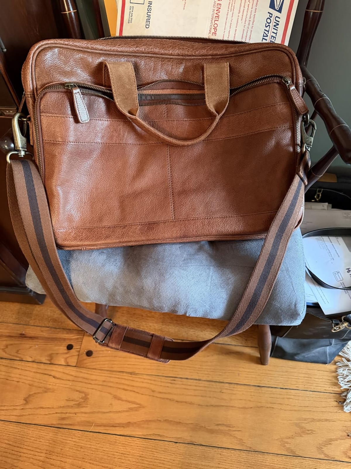 KomalC leather briefcase 16 inch laptop messenger bag satchel for men women customer photo 2