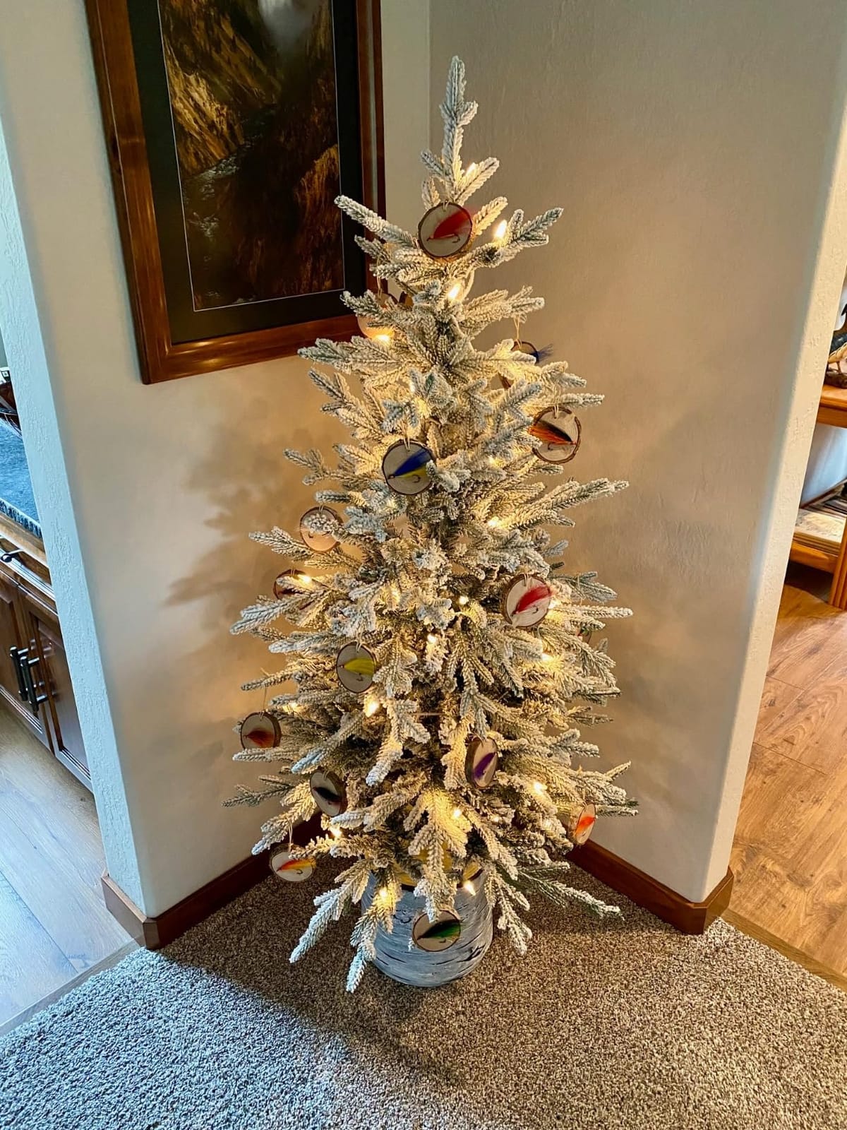 Puleo International 6ft Pre-Lit Potted Flocked Pencil Christmas Tree customer photo 1