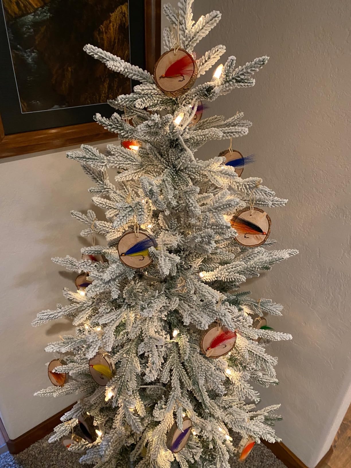 Puleo International 6ft Pre-Lit Potted Flocked Pencil Christmas Tree customer photo 2