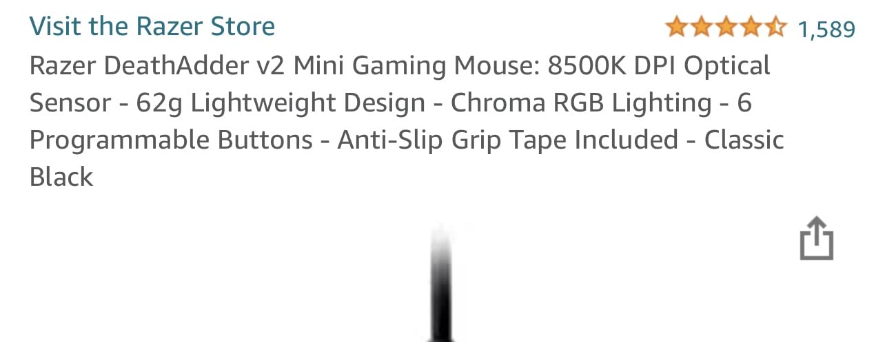 Razer DeathAdder v2 Mini Gaming Mouse: 8500K DPI Optical Sensor - 62g Lightweight Design - Chroma RGB Lighting - 6 Programmable Buttons - Anti-Slip Grip Tape Included - Classic Black customer photo 2