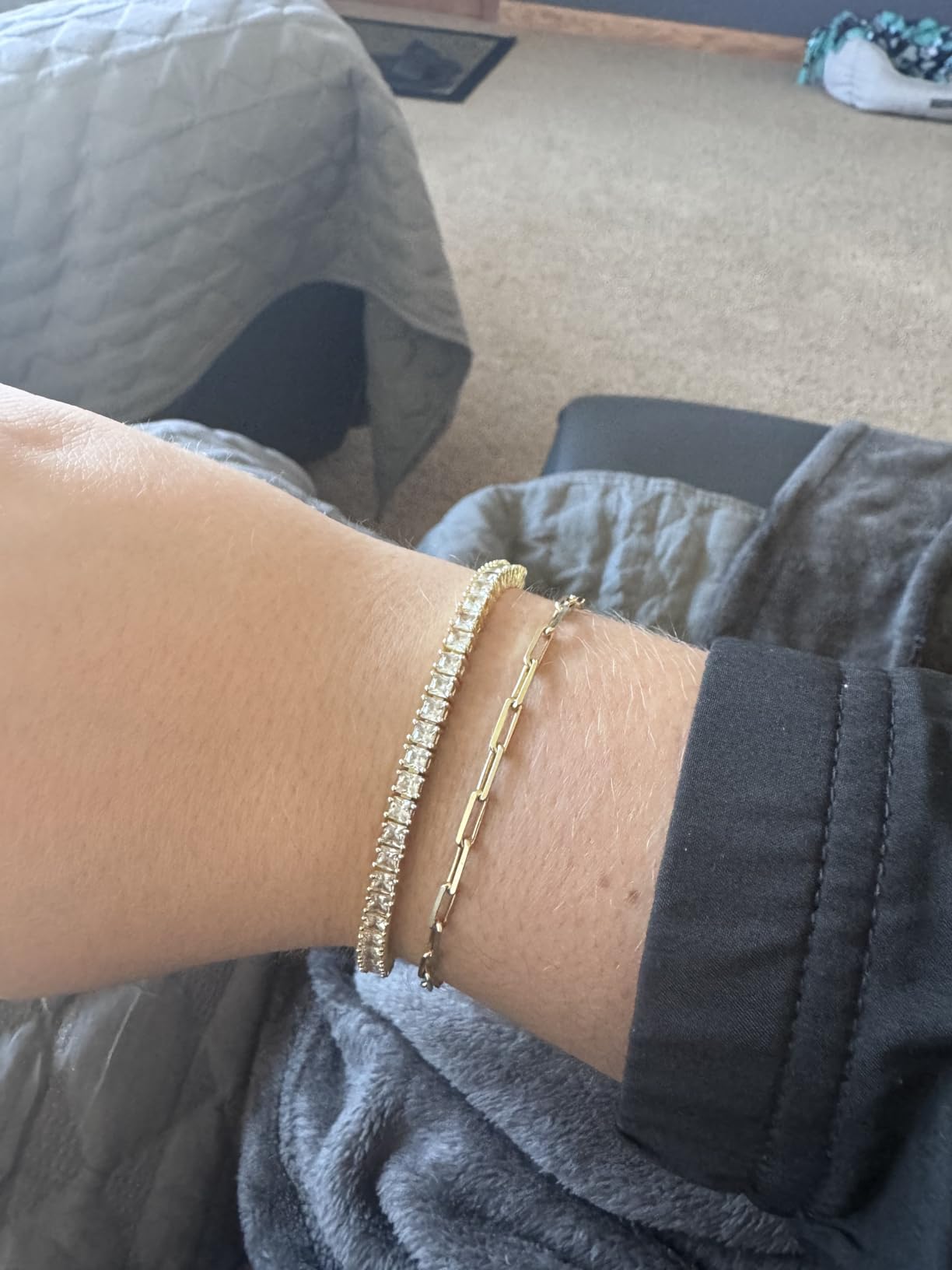 PAVOI 14K Gold Plated Cubic Zirconia Classic Tennis Bracelet | Gold Bracelets for Women | 4mm CZ, Size 6.5-7.5 Inch customer photo 1