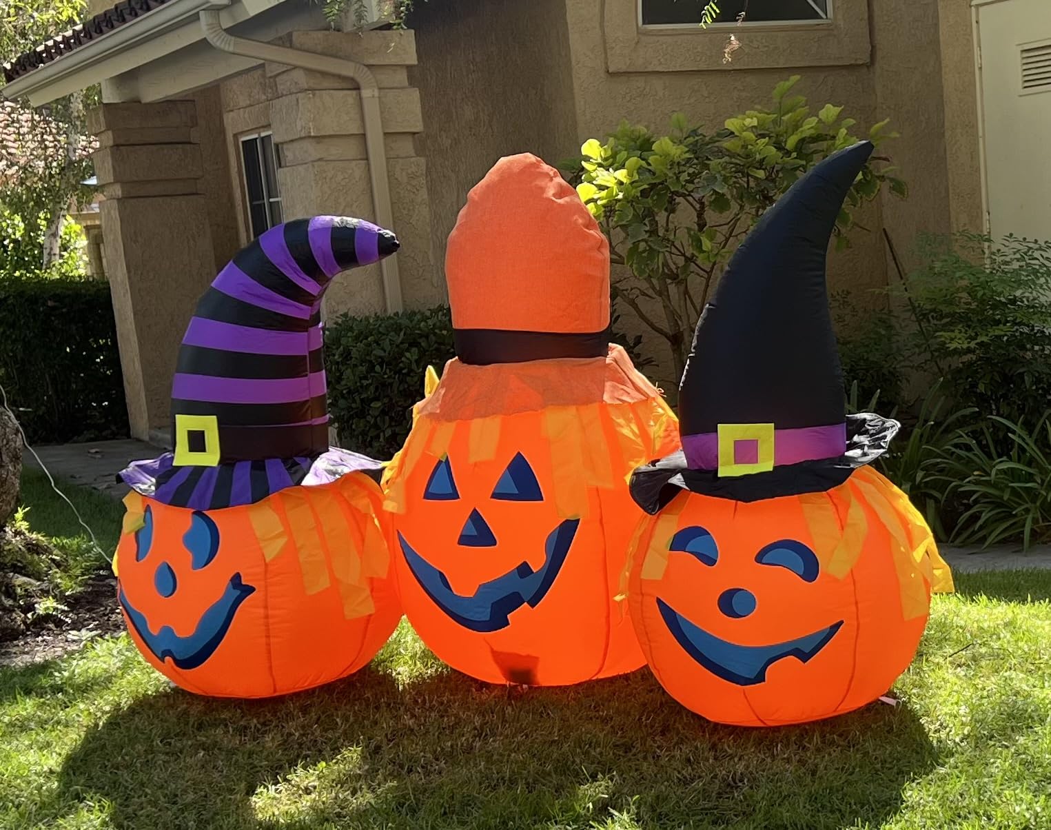 GOOSH 6 FT Halloween Inflatables Outdoor Pumpkin Combo with Wizard hat Blow Up Yard Decoration with LED Lights Built-in for Holiday Party Yard Garden customer photo 2