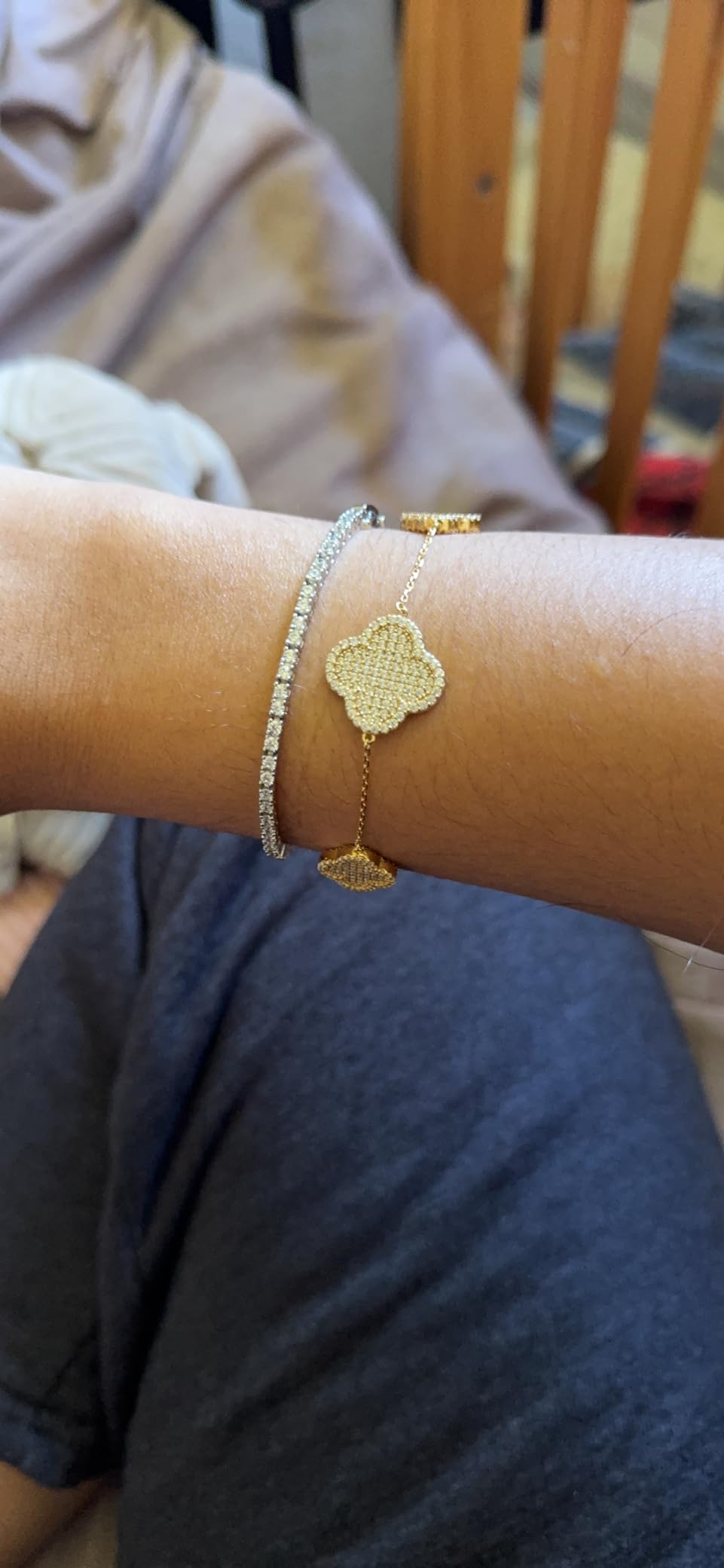 PAVOI Tennis Bracelet for Women, 14K Gold Plated 2mm Cubic Zirconia customer photo 1