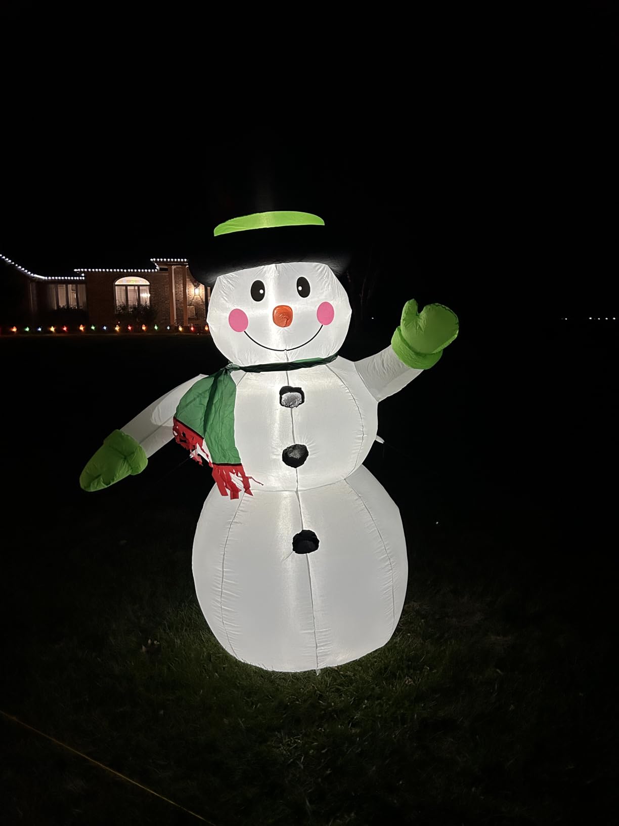 7 FT Christmas Inflatables Snowman Outdoor Yard Decorations, Christmas Blow up Snow Man with LED Lights & Black Hat, Winter Outside Decor for Holiday Party Patio Garden Lawn, Xmas New Year Kids Gifts customer photo 1