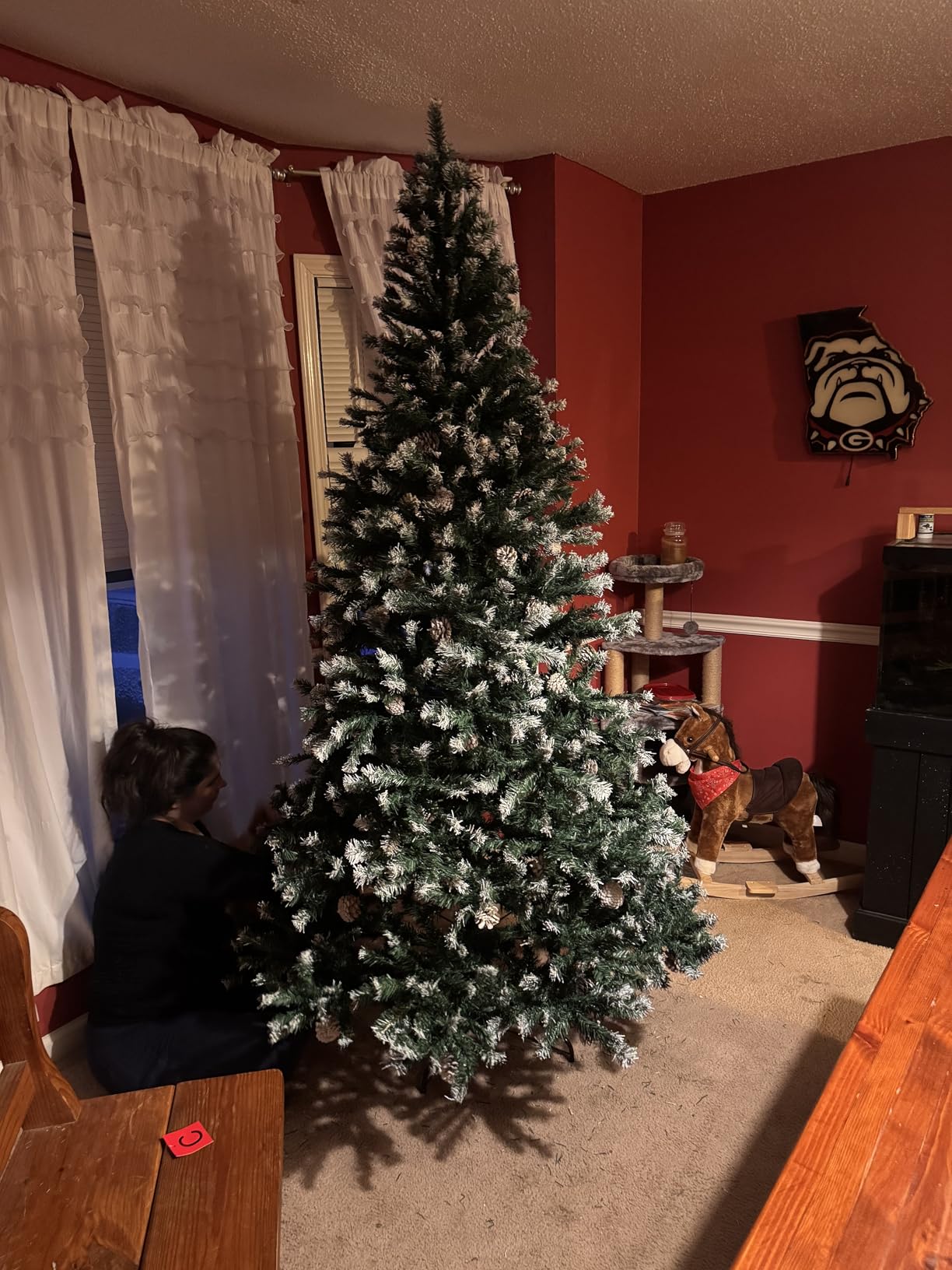 Best Choice Products 7.5ft Pre-Decorated Holiday Christmas Tree for Home, Office, Party Decoration w/ 1,346 PVC Branch Tips, Partially Flocked Design, Pine Cones, Metal Hinges & Base customer photo 2