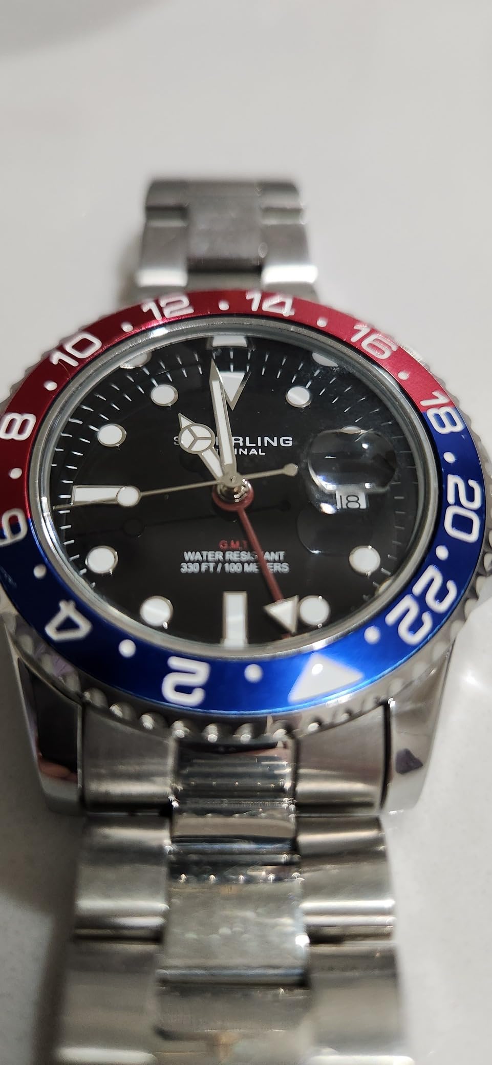 Stuhrling Original Men's Stainless Steel GMT Watch Quartz - 42mm Quartz Analog Wrist Watch for Men, Mens Quartz Watch, Stainless Steel Case, Casual Work Watch, Water Resistant Watch customer photo 2