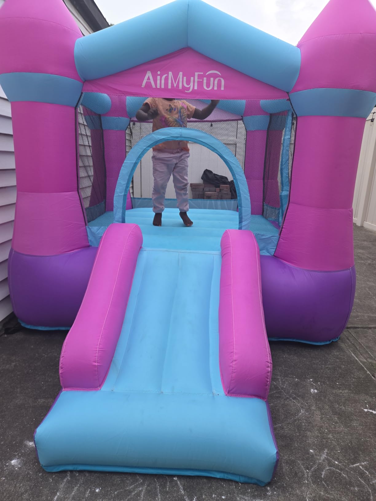 AirMyFun Pink Inflatable Toddler Bounce House with Blower, Indoor/Outdoor Jumping Castle for Kids 3-8, Inflatable Bouncy House with Slide, 82011B customer photo 1