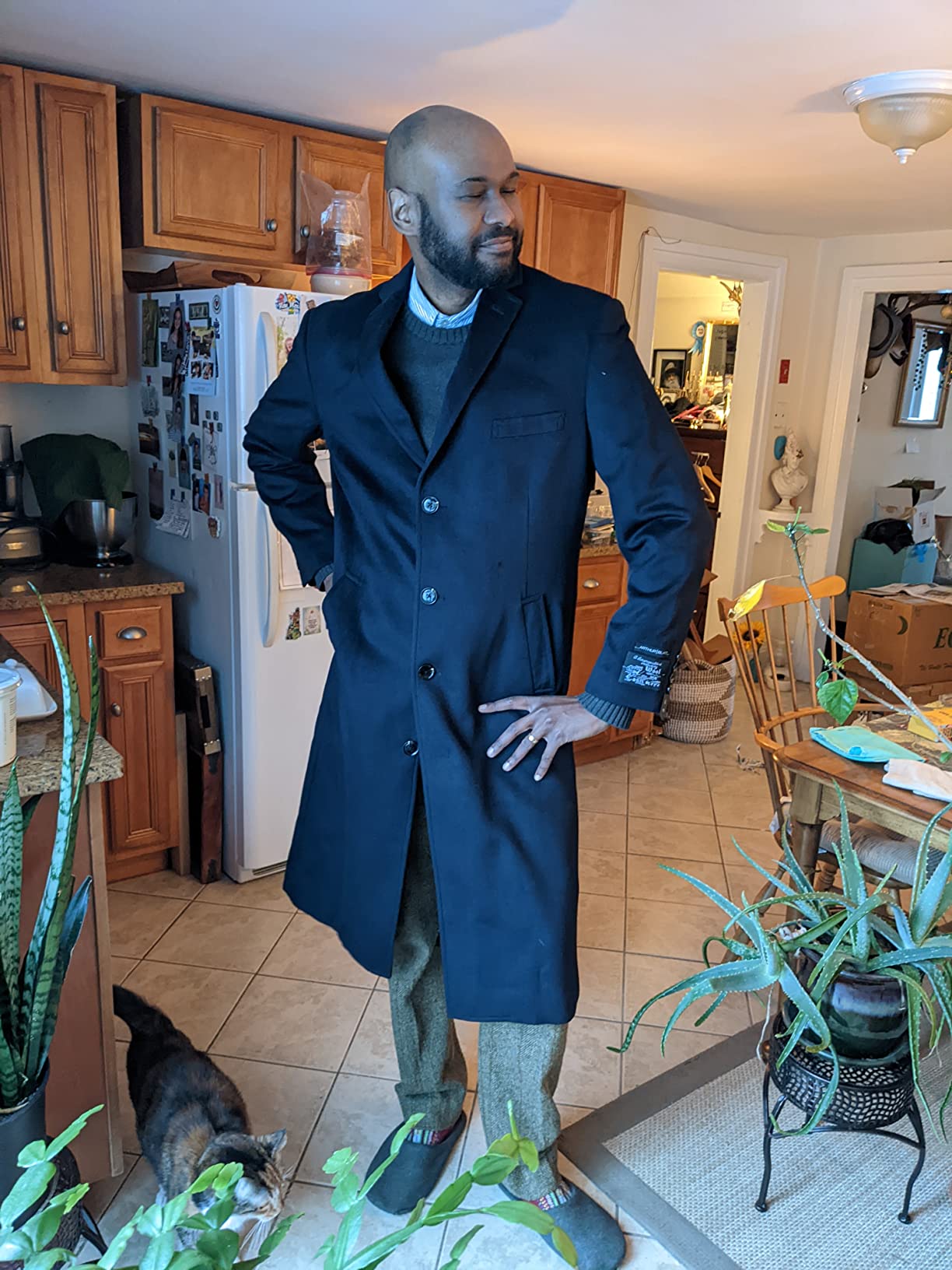 THE SUIT DEPOT Mens Single Breasted Wool Cashmere Full Length Overcoat customer photo 2
