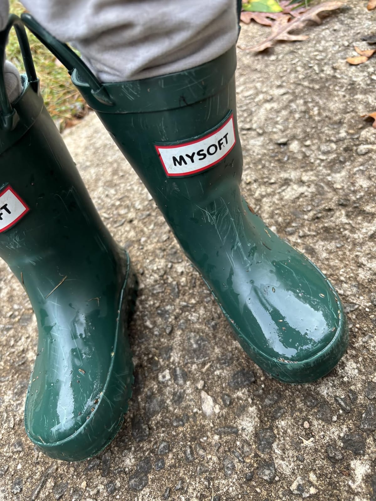 mysoft Kid Rain Boots Toddler Rubber Waterproof Boot Boy Girl with Handle customer photo 2